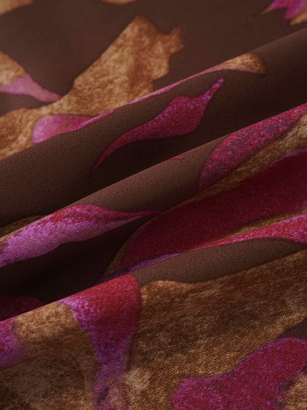 A-Line V Neck Slip Dress-Brown/Pink Floral