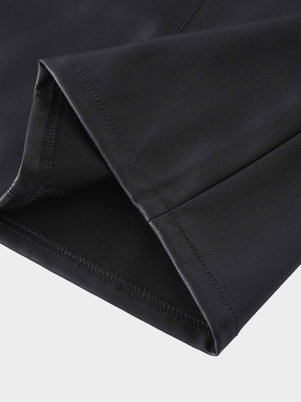 Faux Leather Seamed Jumper - Black