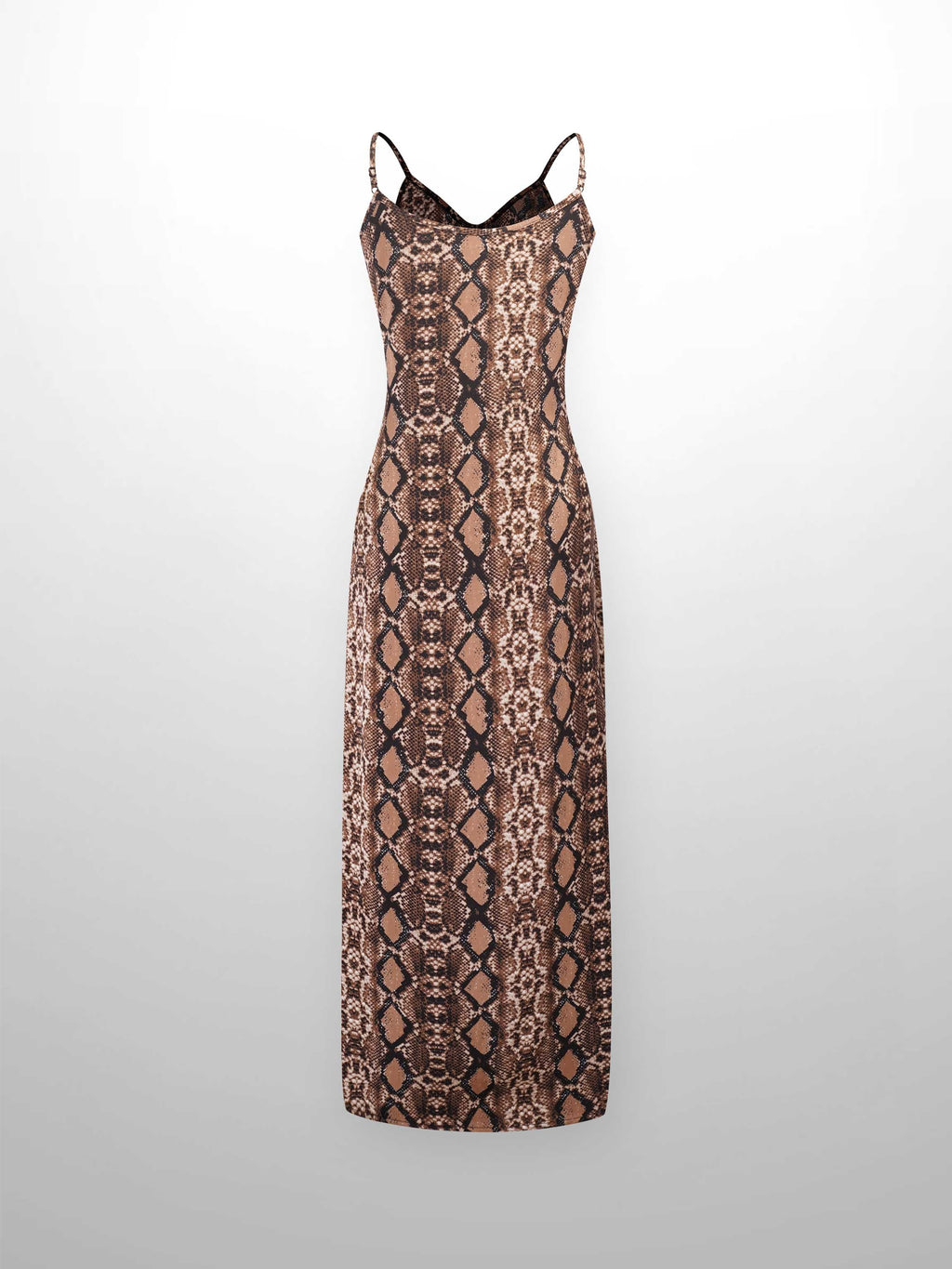 A-Line V Neck Slip Dress-Snakeskin