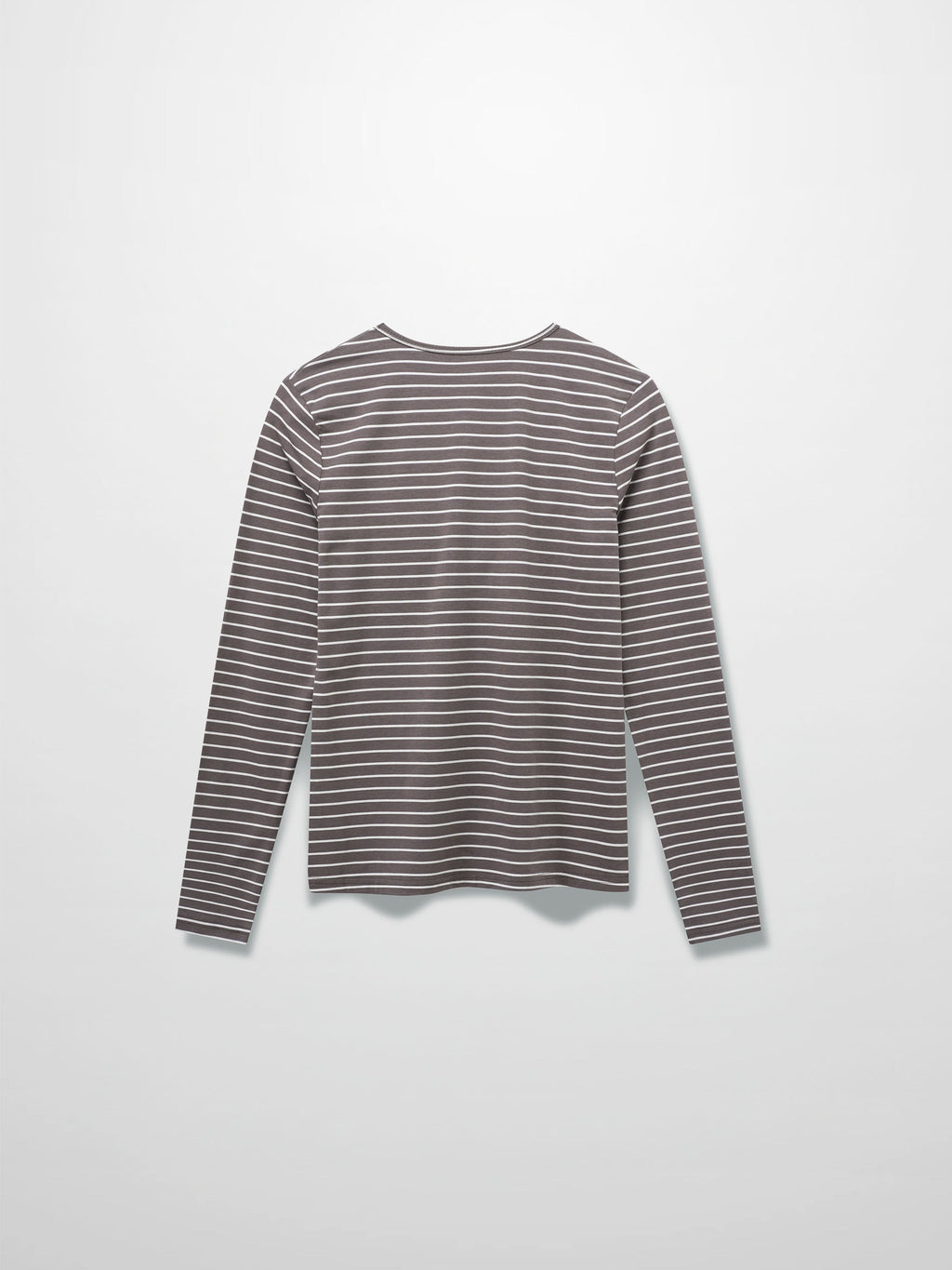 Flat Striped High V Long Sleeve-Grey/White
