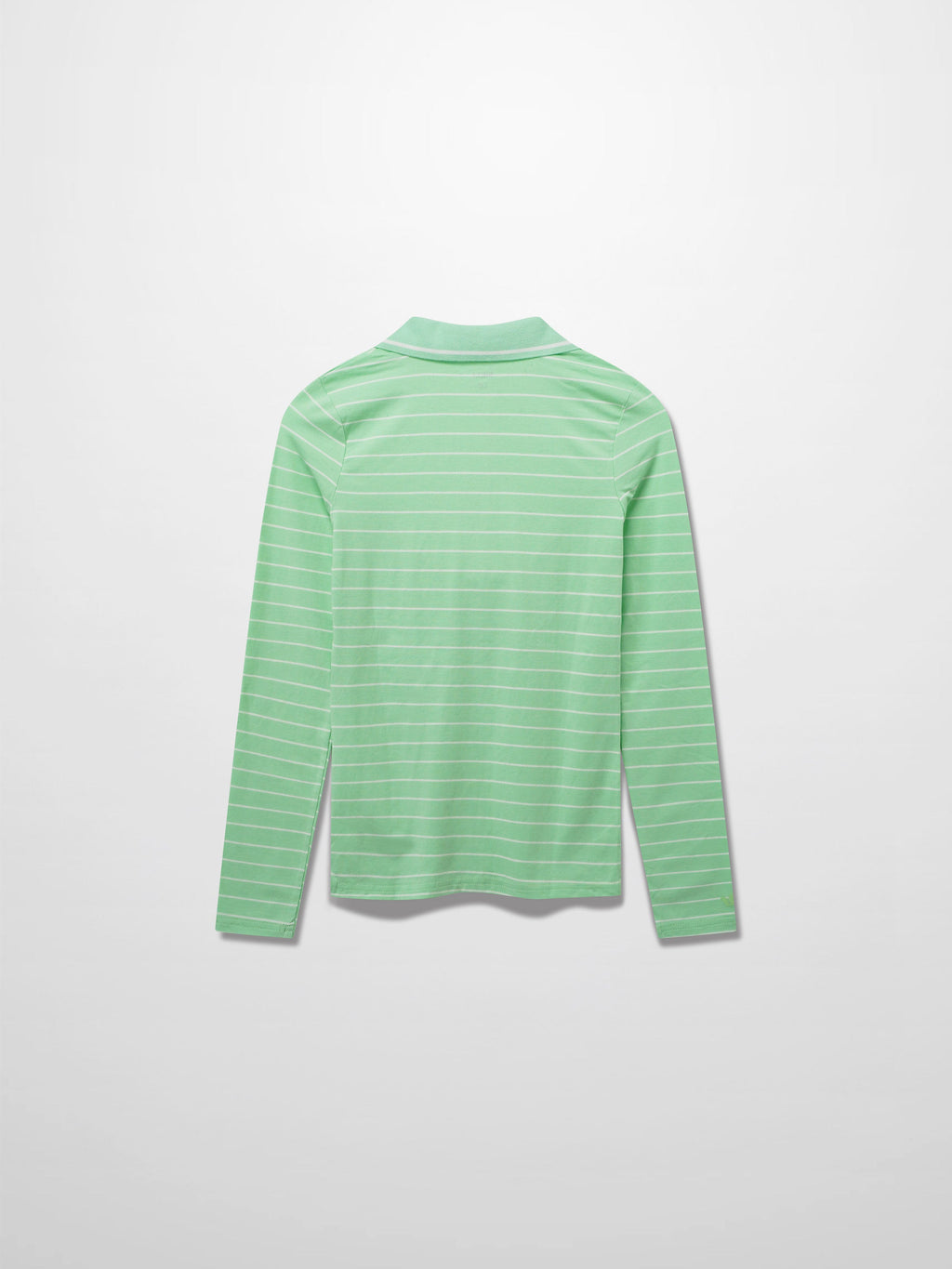 Striped Collar Snap Tee-Mint/White