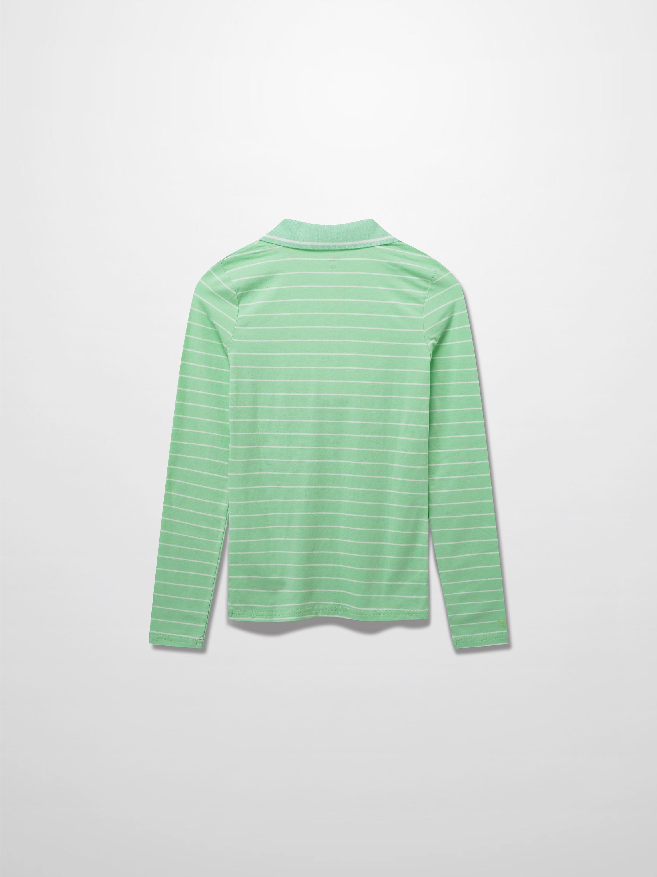Striped Collar Snap Tee-Mint/White