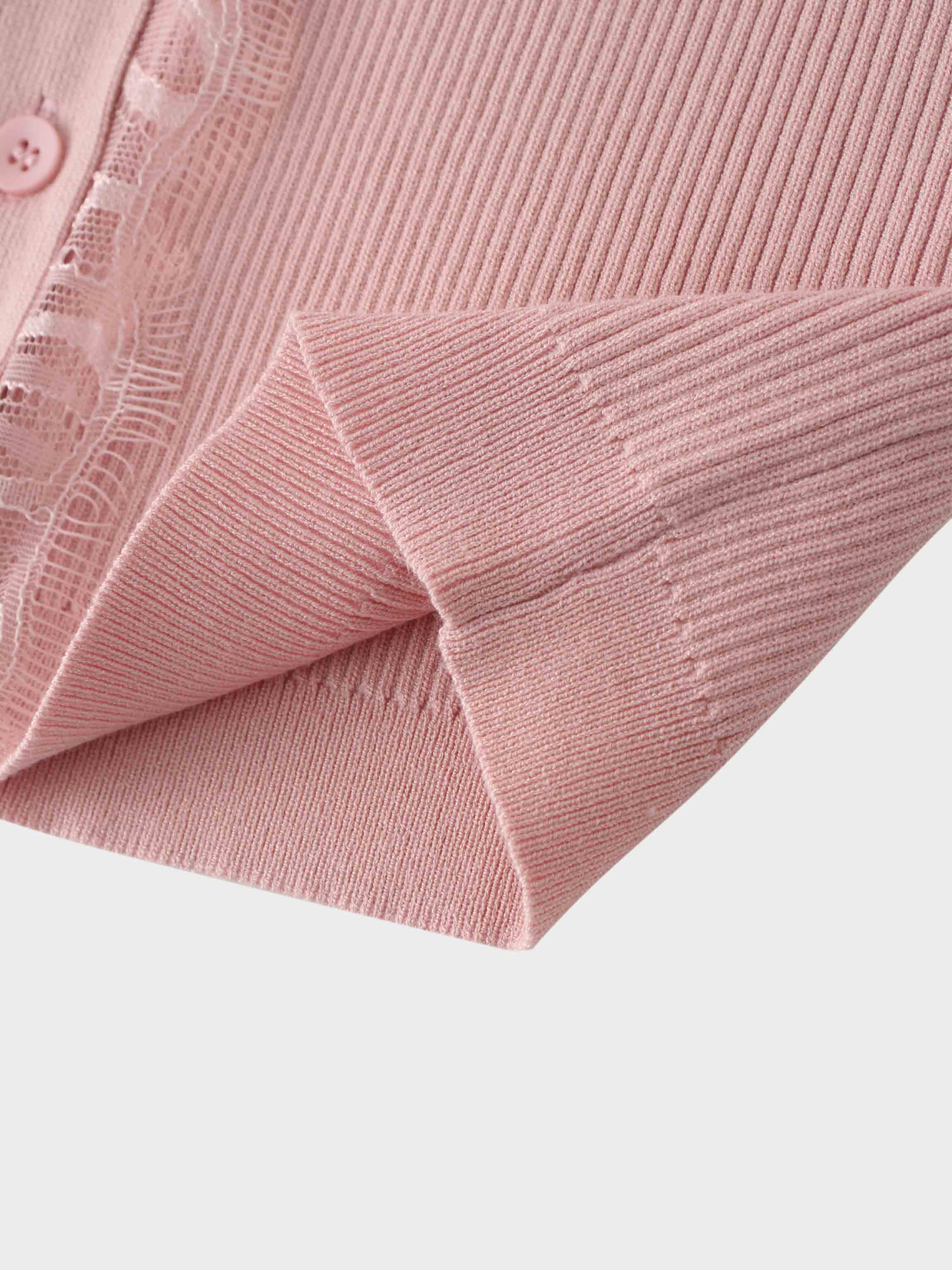 Lace Trimmed Sweater-Blush