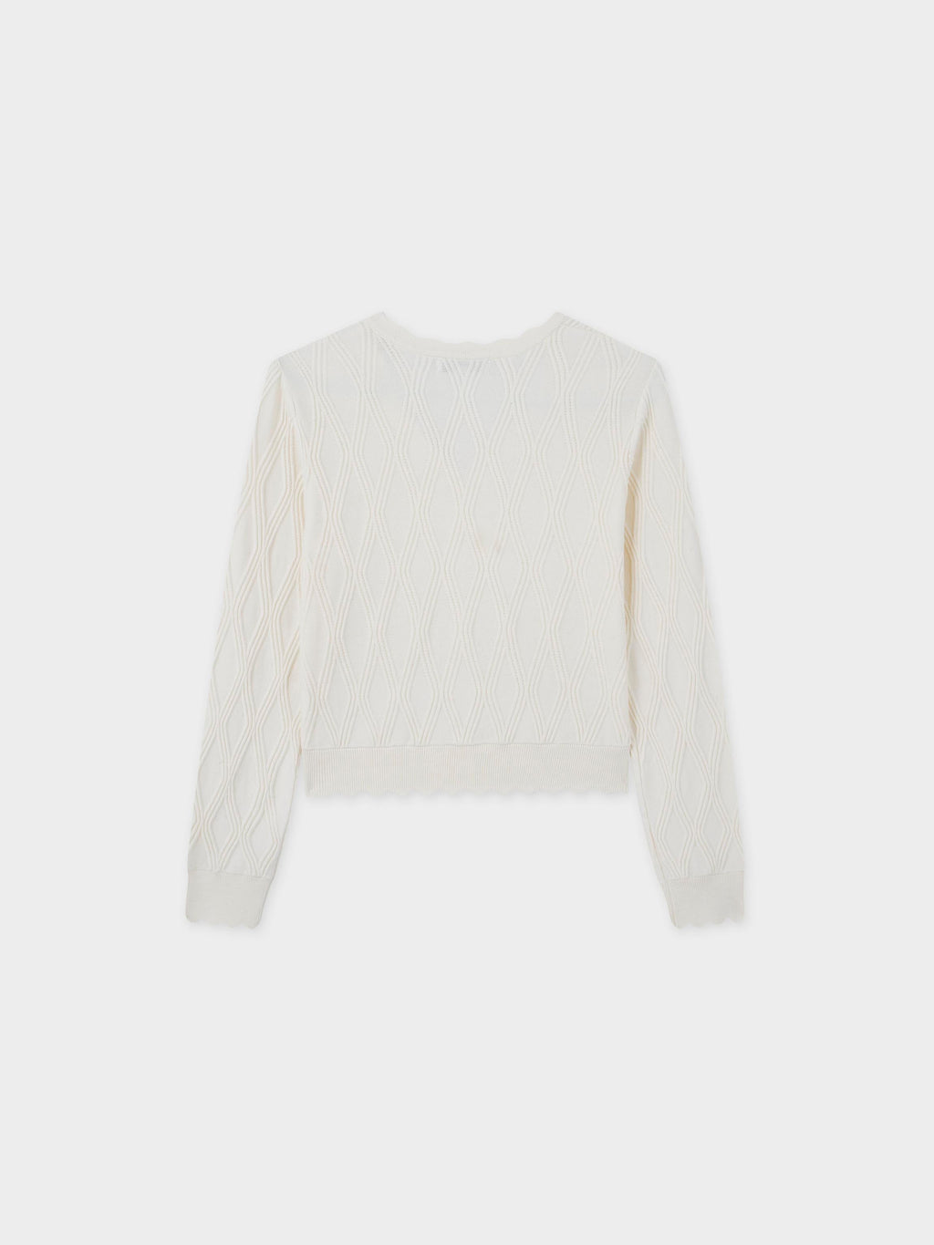 Scalloped Edge Cardigan-Ivory
