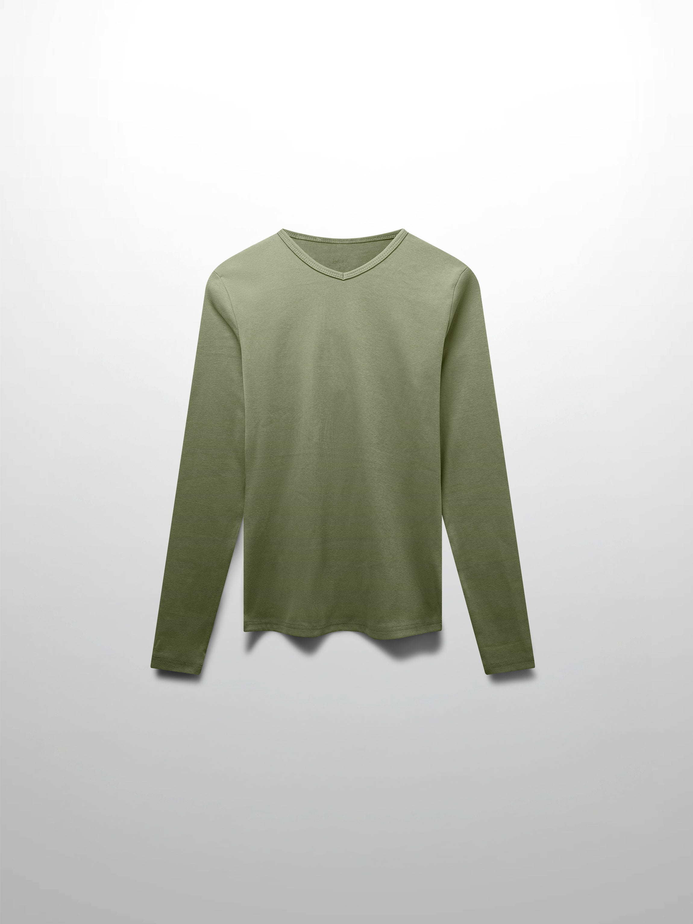 Basic High V Tee Long Sleeve-Army Green