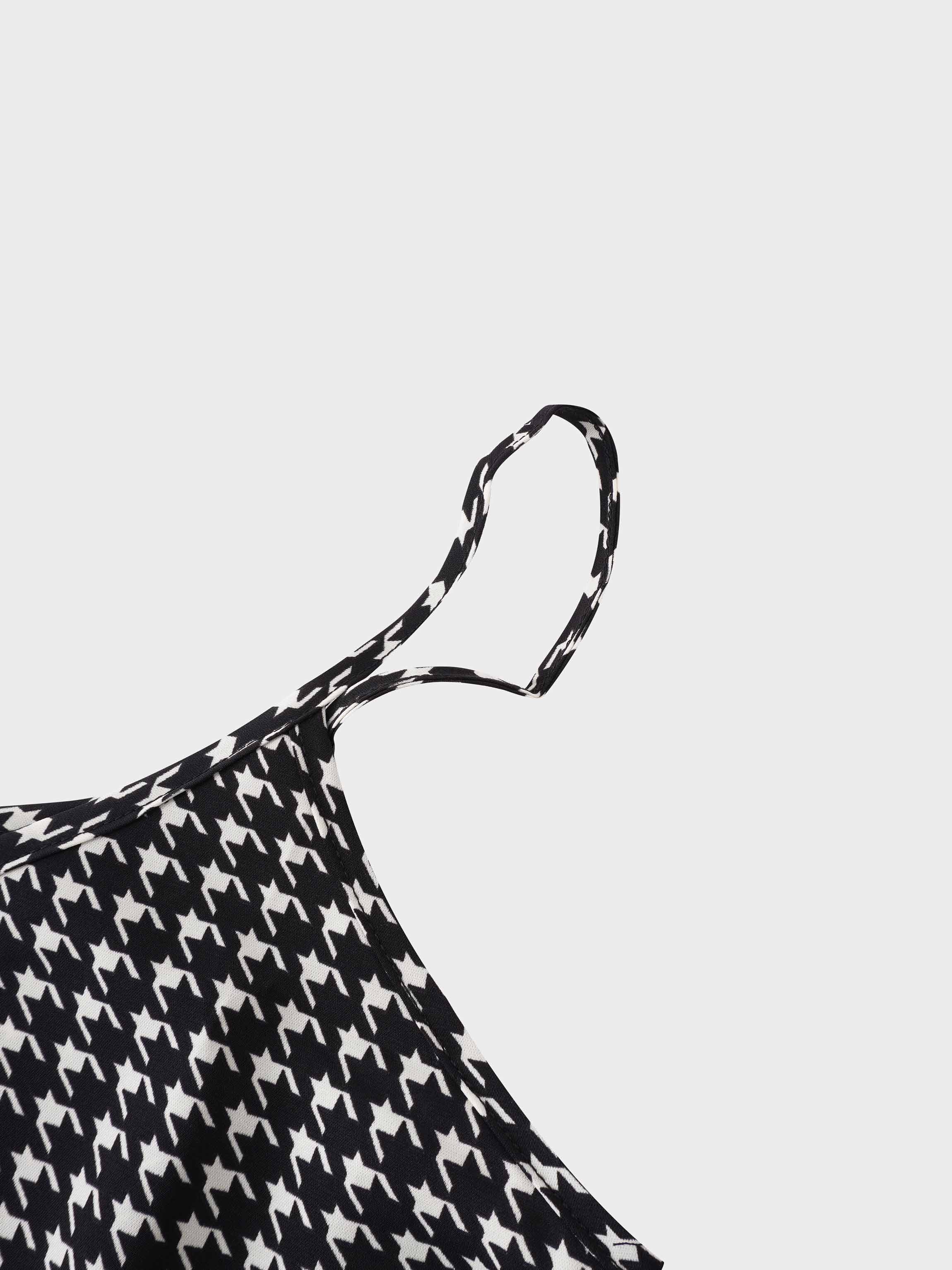 A-Line V Neck Slip Dress-Houndstooth