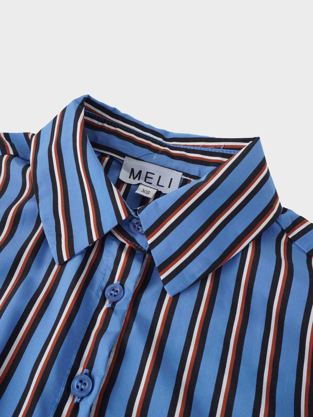 Striped Cotton Blouse-Blue Pinstripe