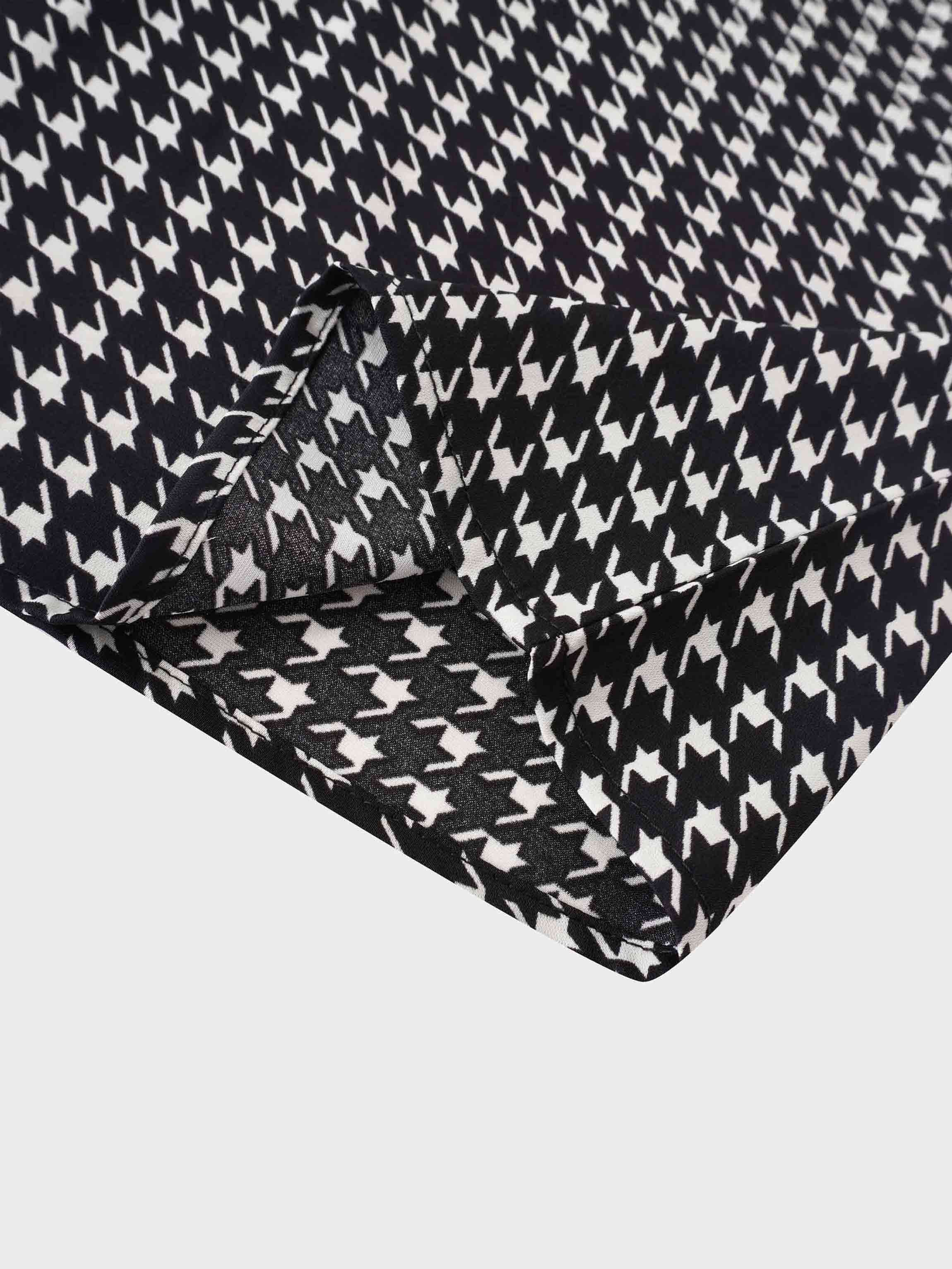 A-Line V Neck Slip Dress-Houndstooth