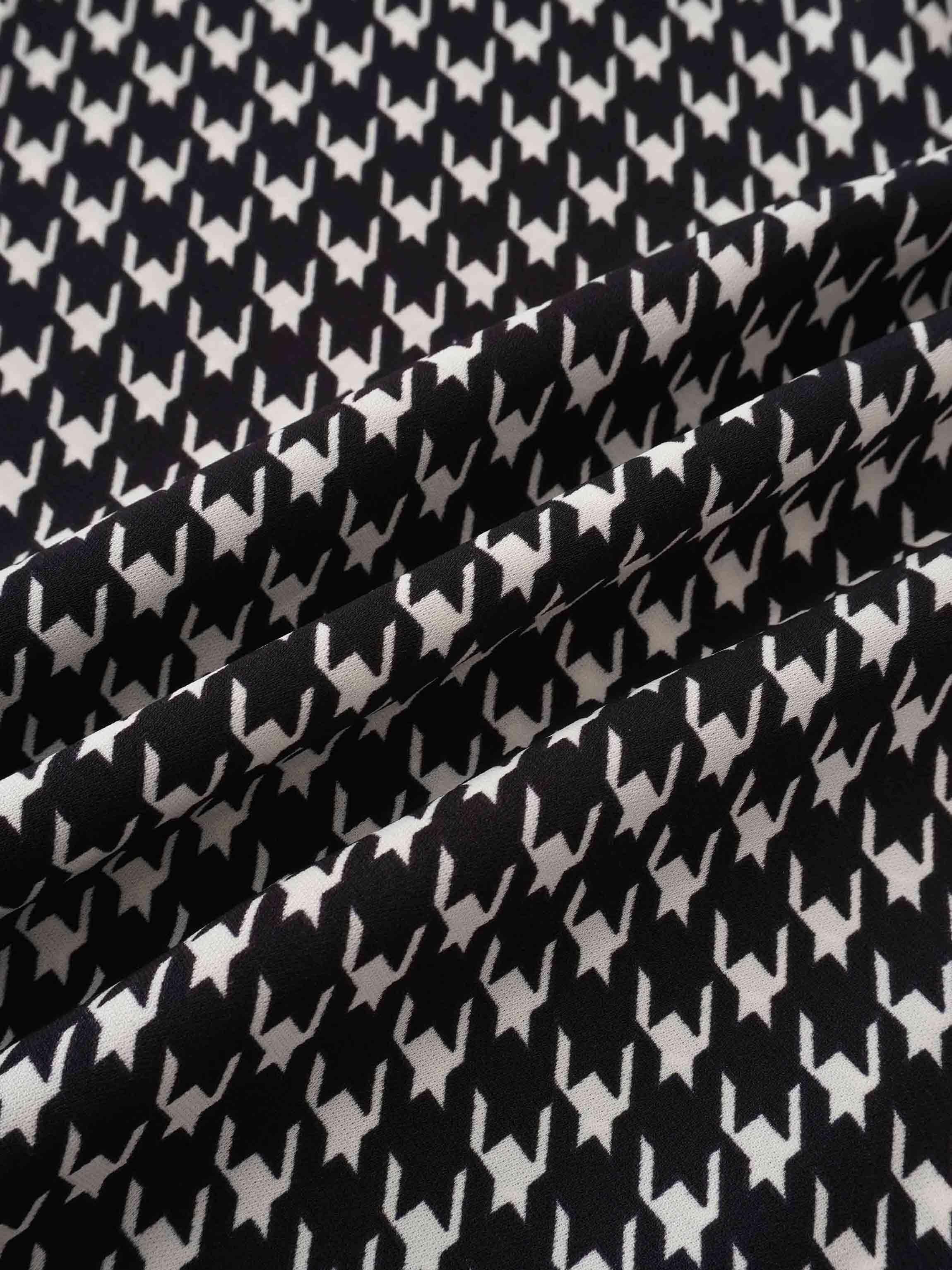 A-Line V Neck Slip Dress-Houndstooth