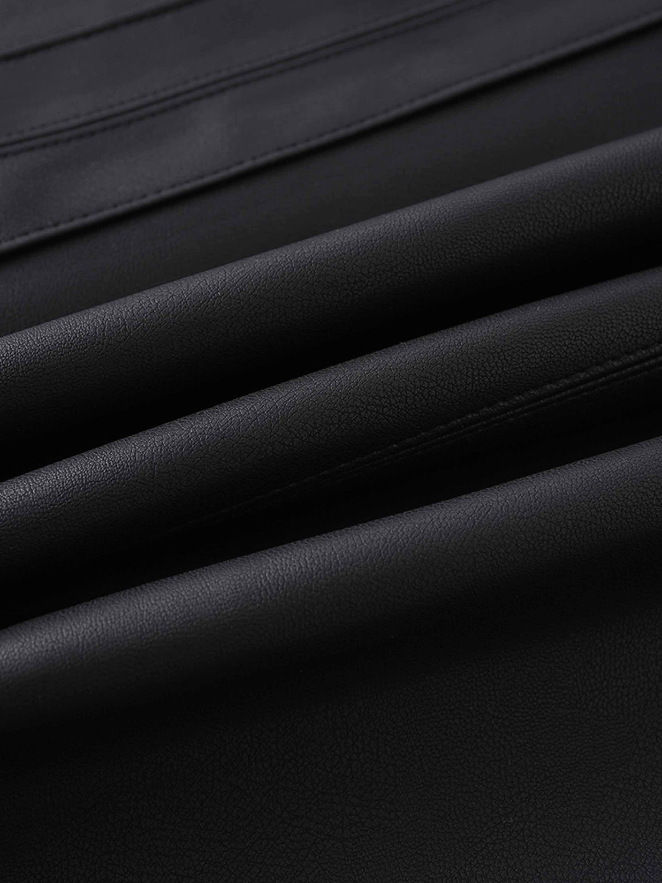 Faux Leather Seamed Jumper - Black