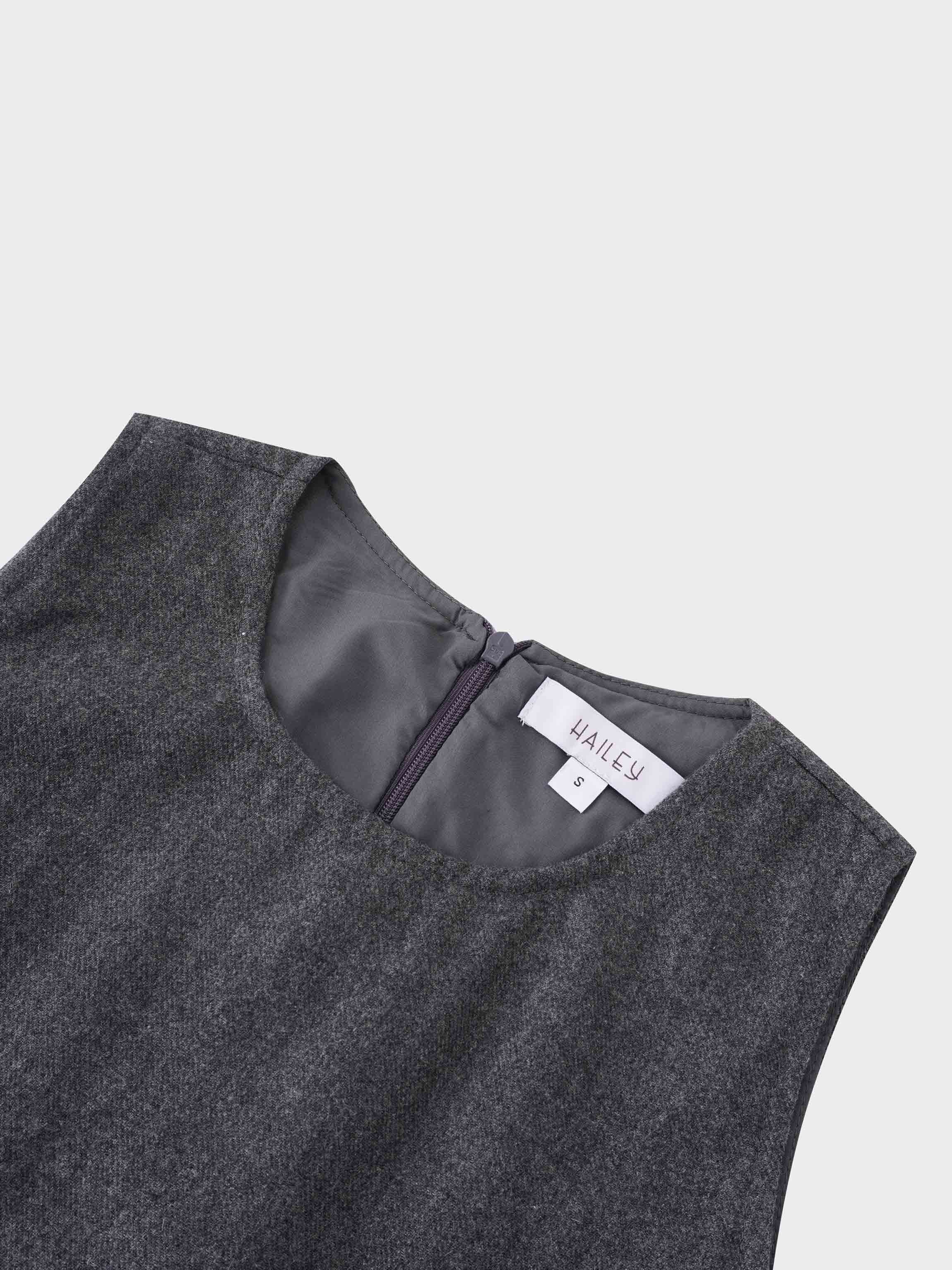 Basic Wool Blend Slip Dress-Grey