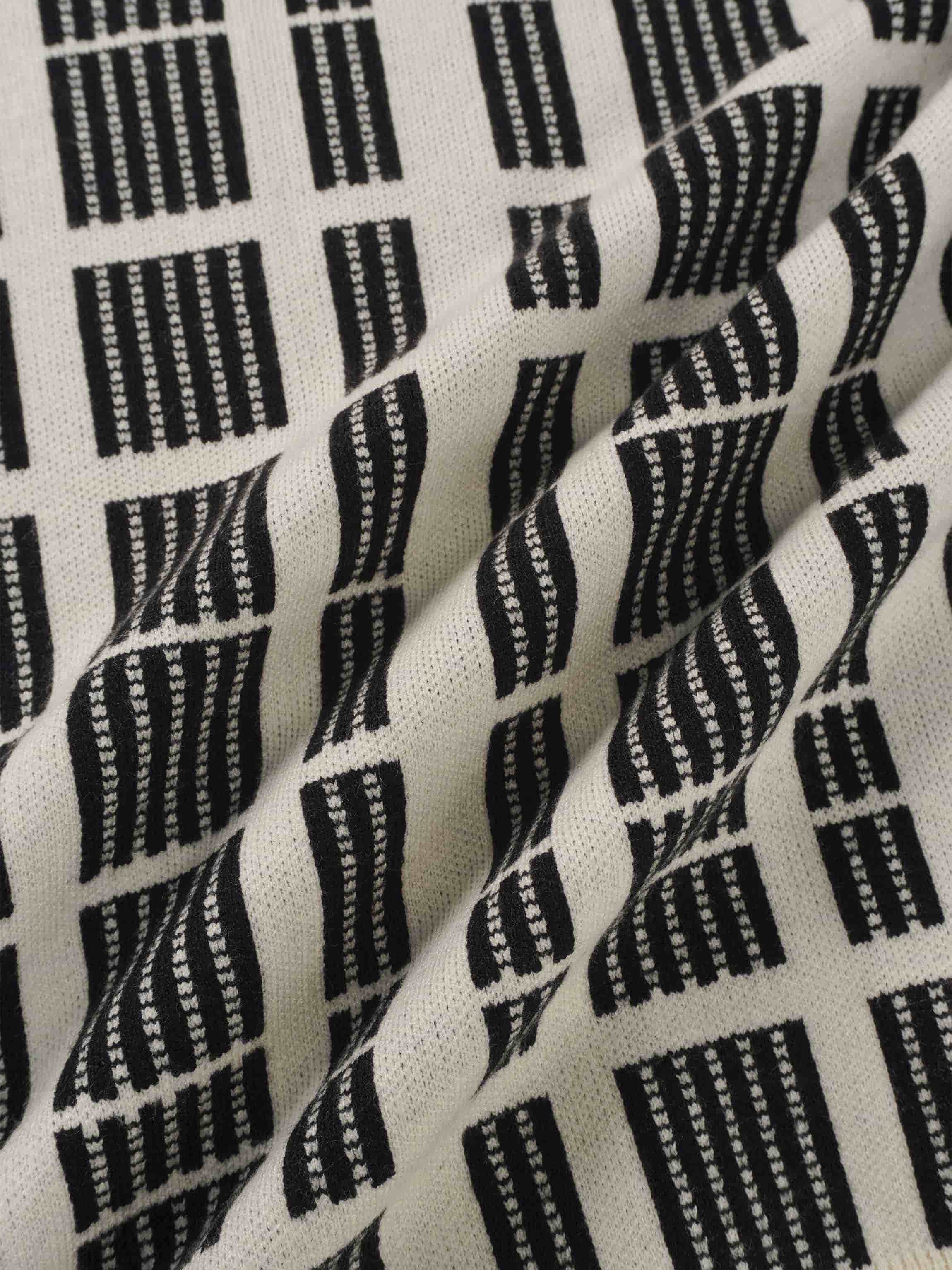 Half Zip Shawl Collar Sweater-Cream/Black