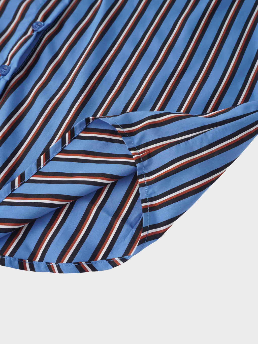 Striped Cotton Blouse-Blue Pinstripe