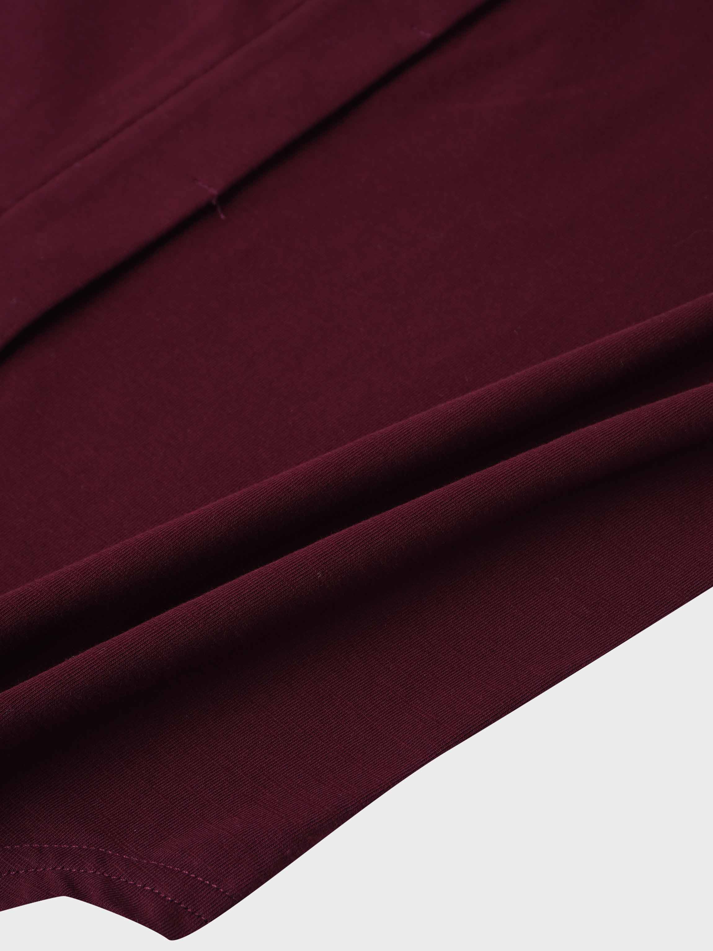 Button Down T-Shirt Blouse-Burgundy