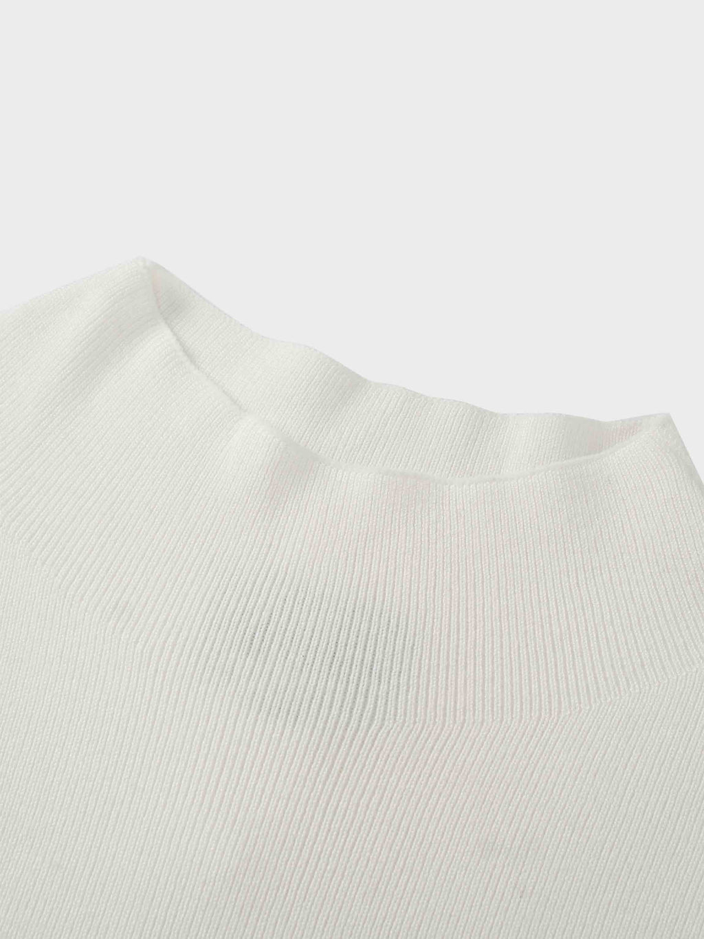 Mock Neck Thin Knit Sweater-Ivory