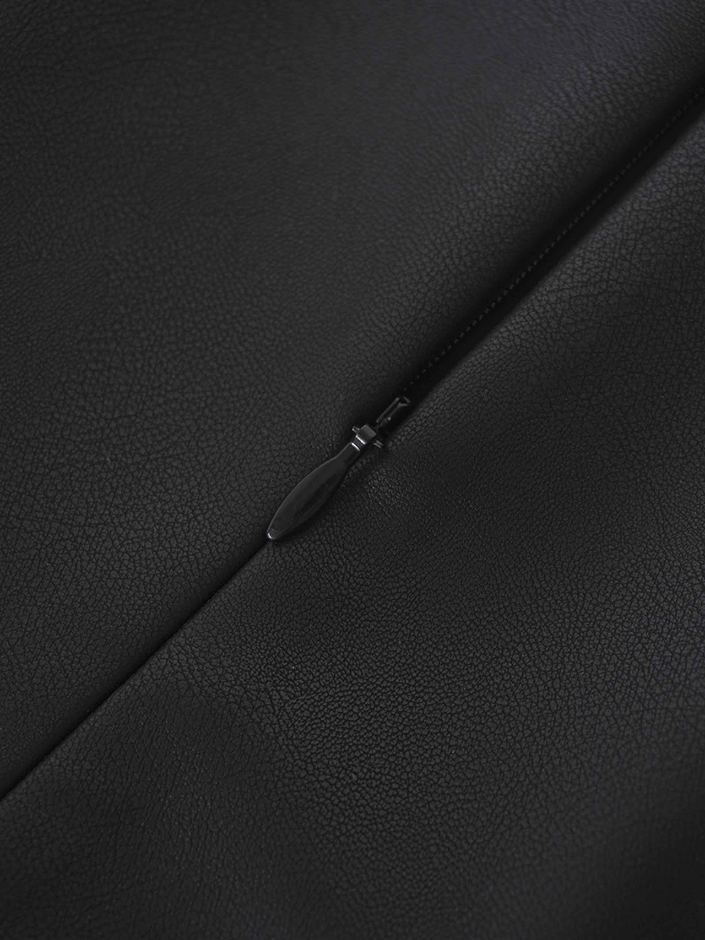 Faux Leather Seamed Jumper - Black