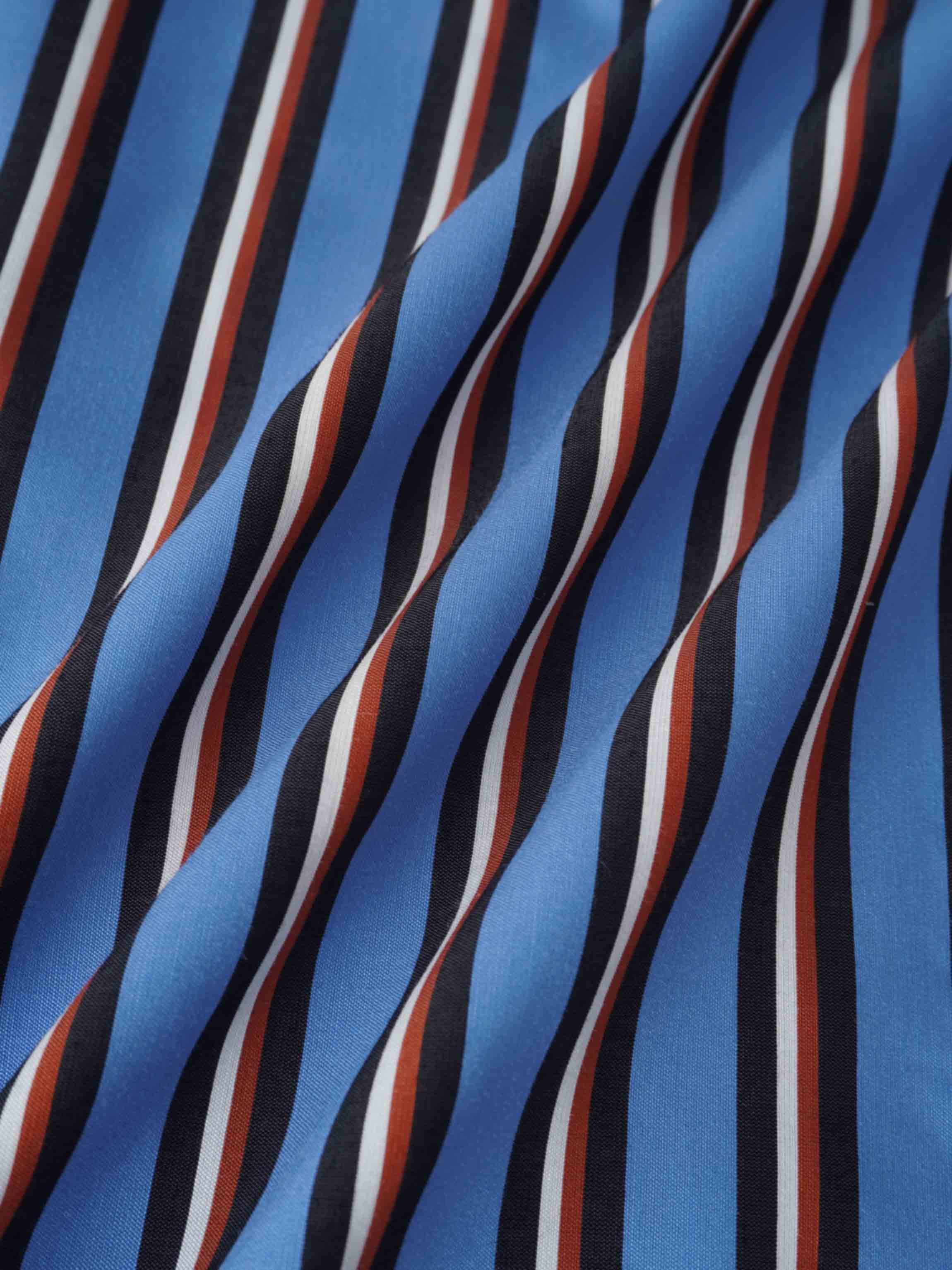 Striped Cotton Blouse-Blue Pinstripe