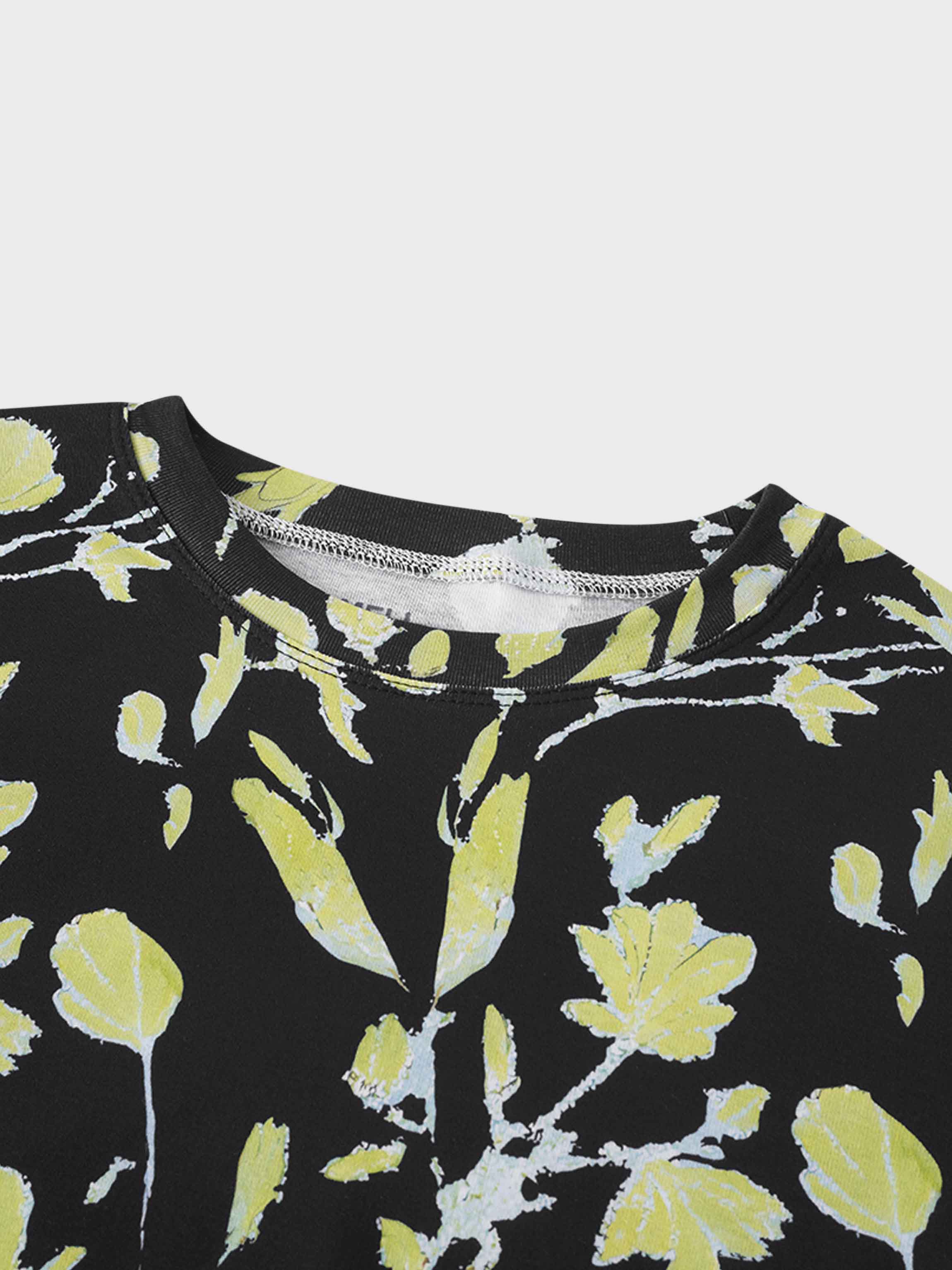 Basic Printed T-shirt-Neon Flower