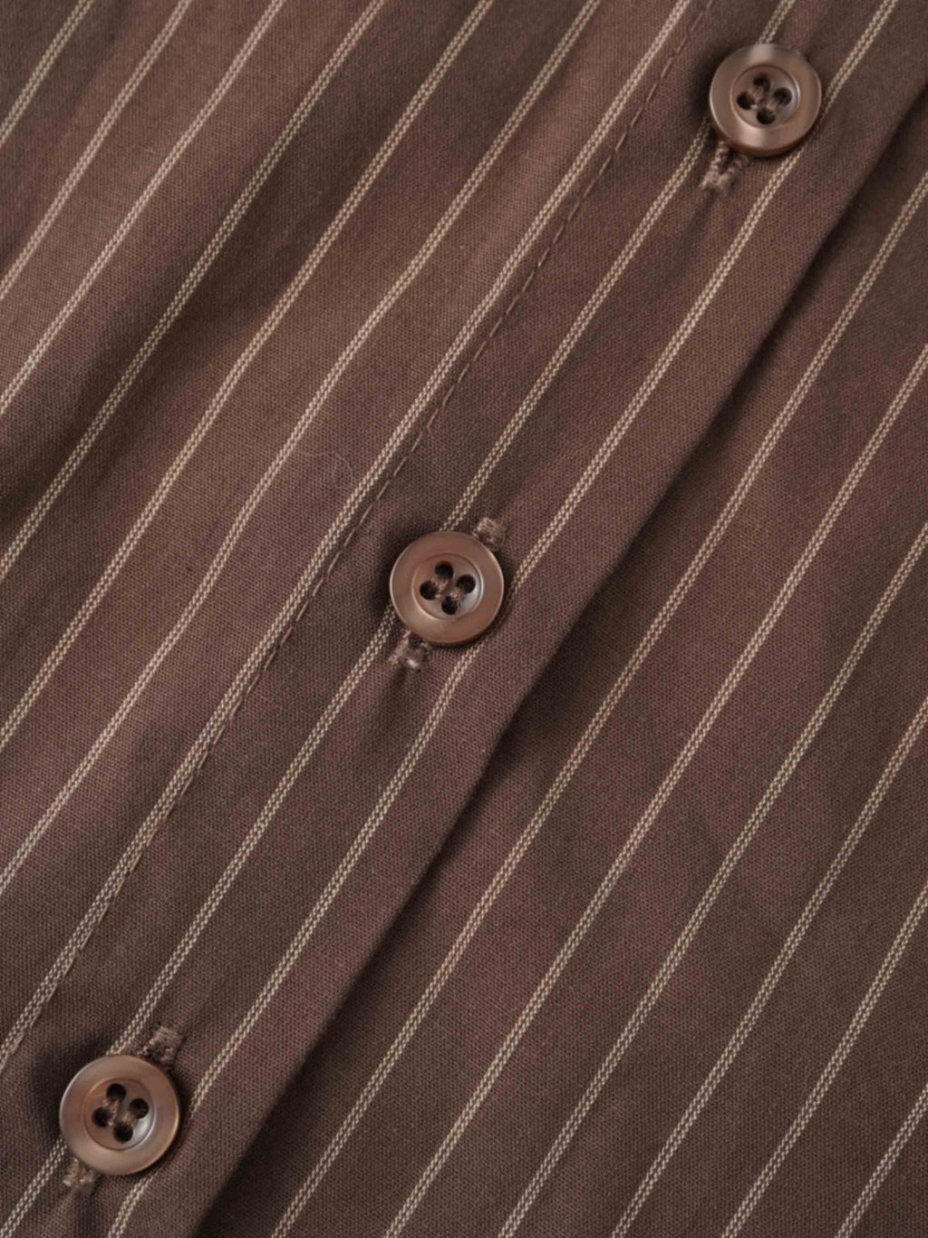 Striped Cotton Blouse-Brown Thin Stripe