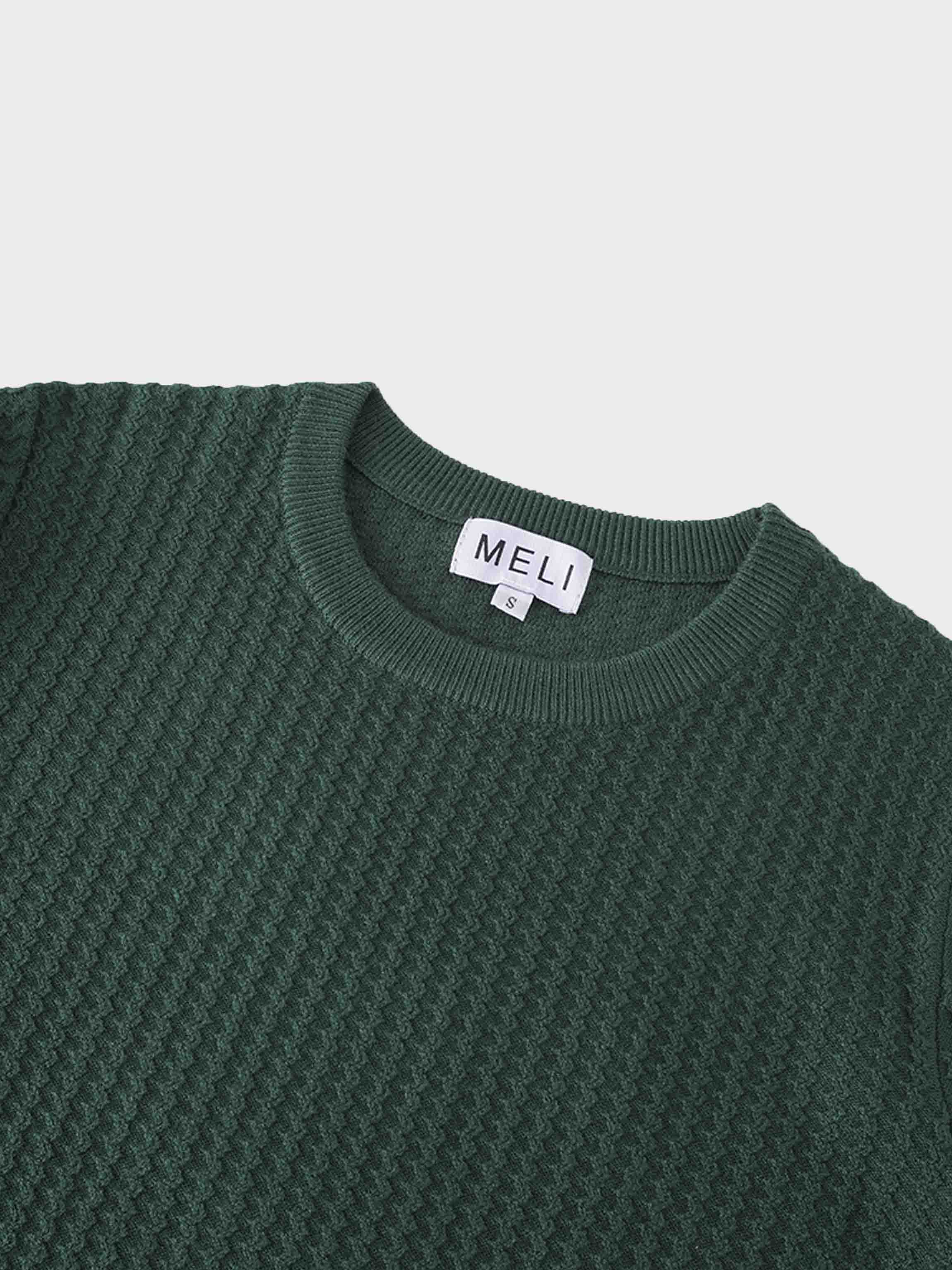 Waffle Wave Sweater- Solid Green