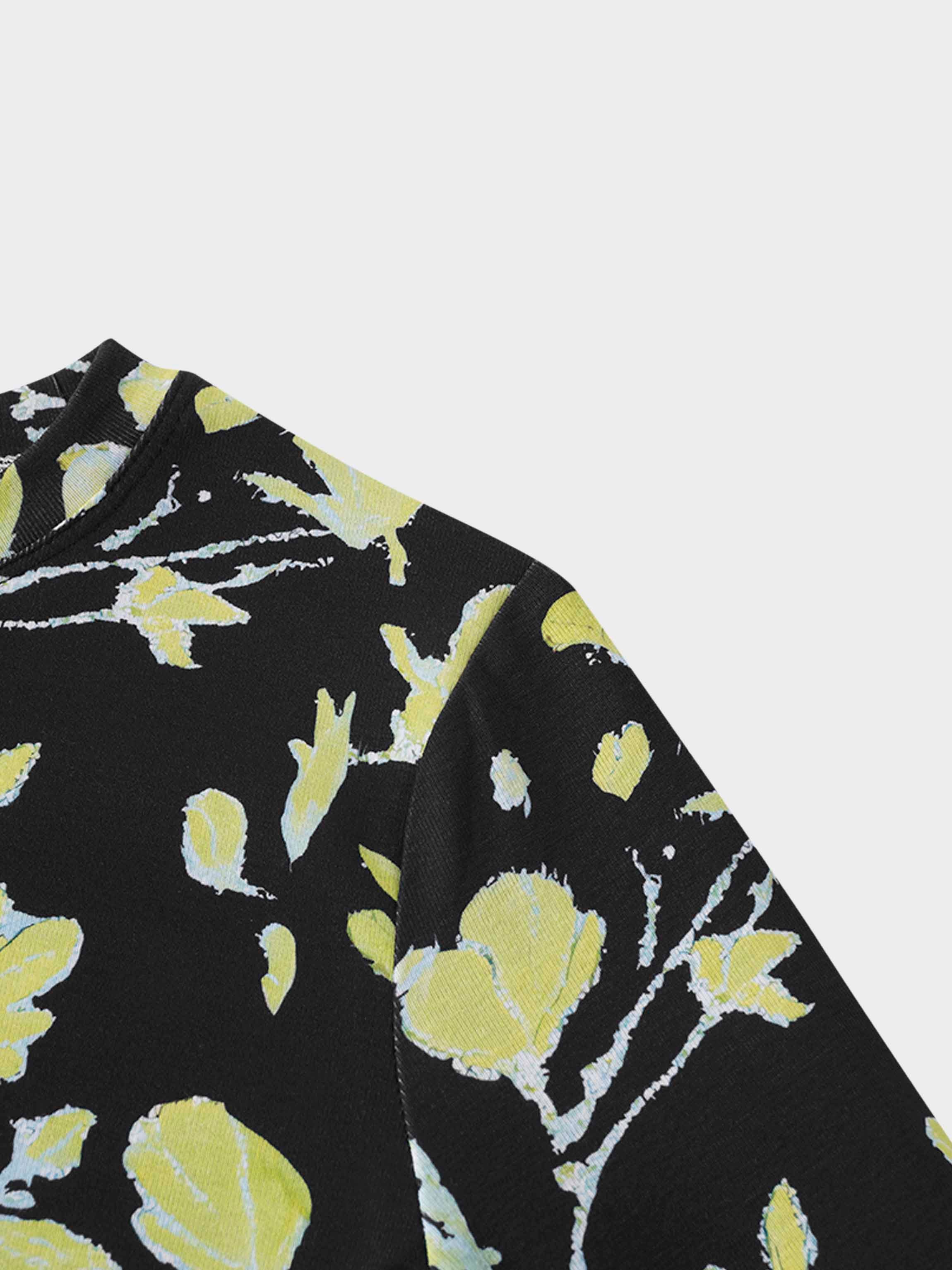 Basic Printed T-shirt-Neon Flower