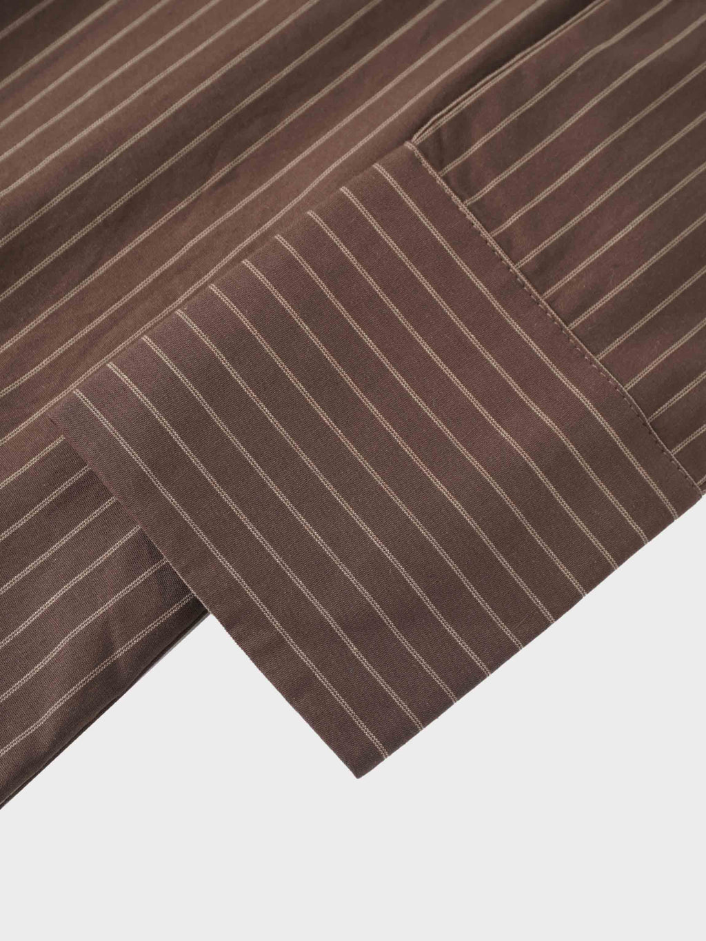 Striped Cotton Blouse-Brown Thin Stripe