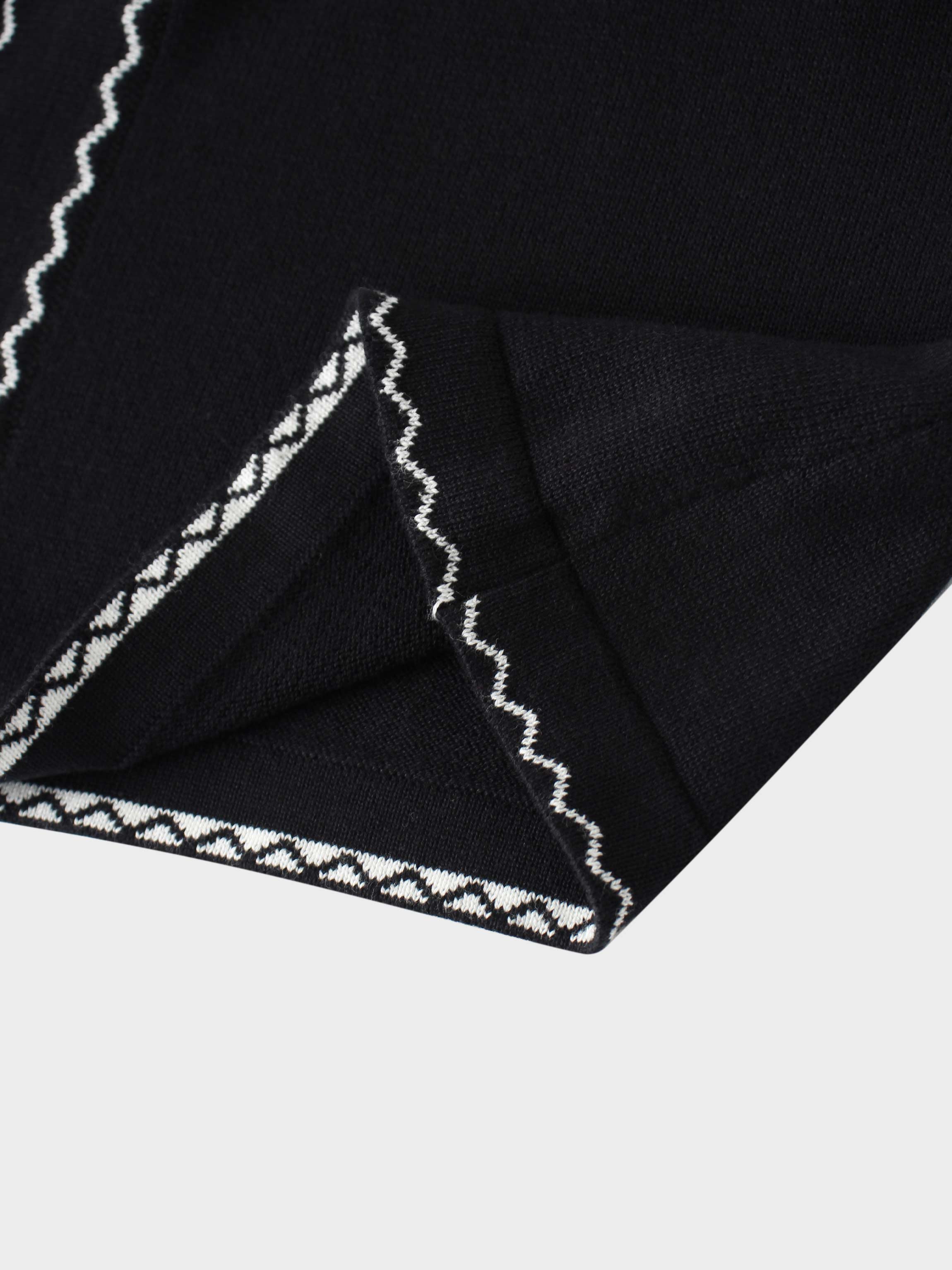 Ruffle Detail Sweater-Black/Ivory