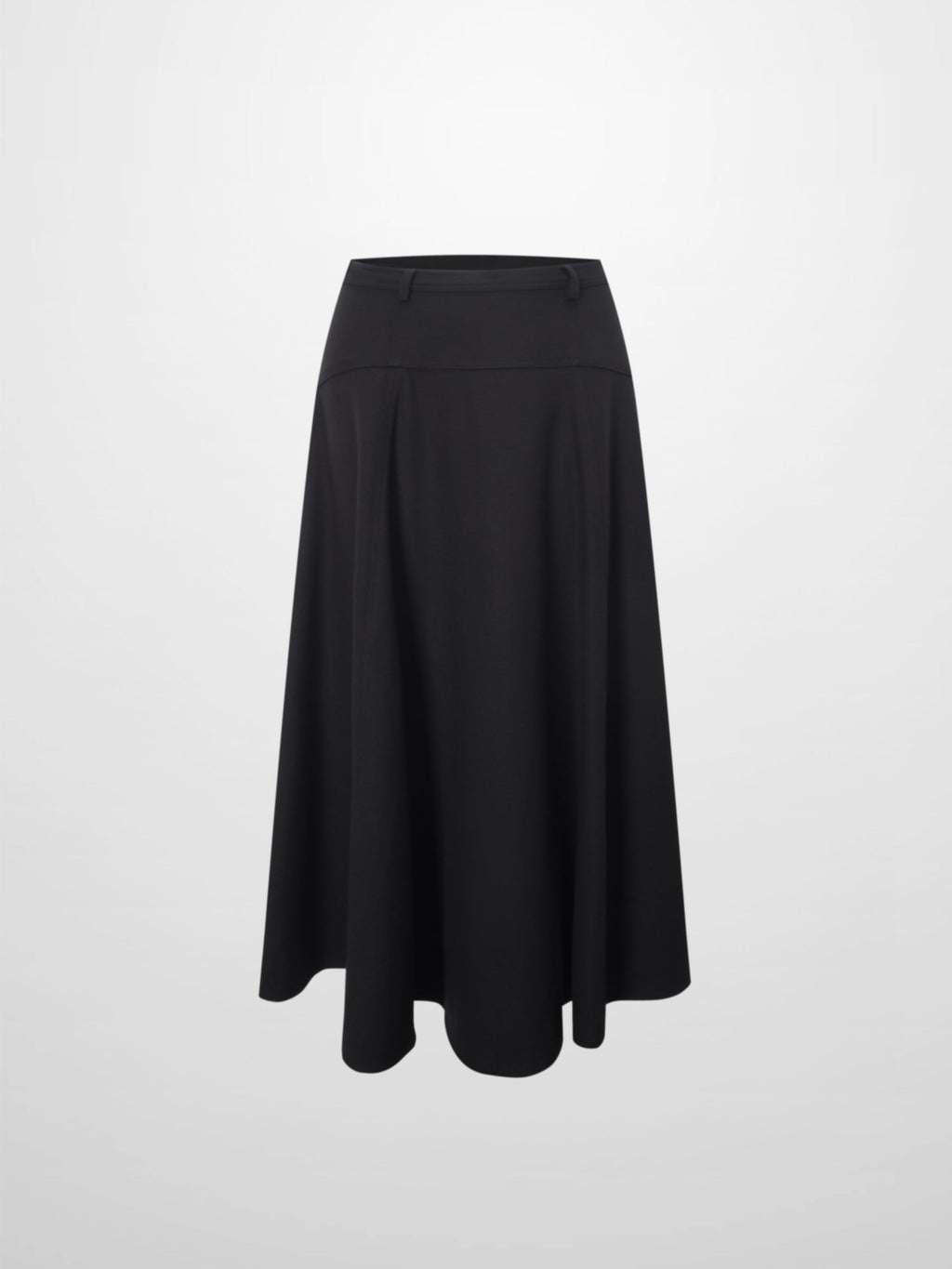Wool Blend Yoke Skirt 26"-Black