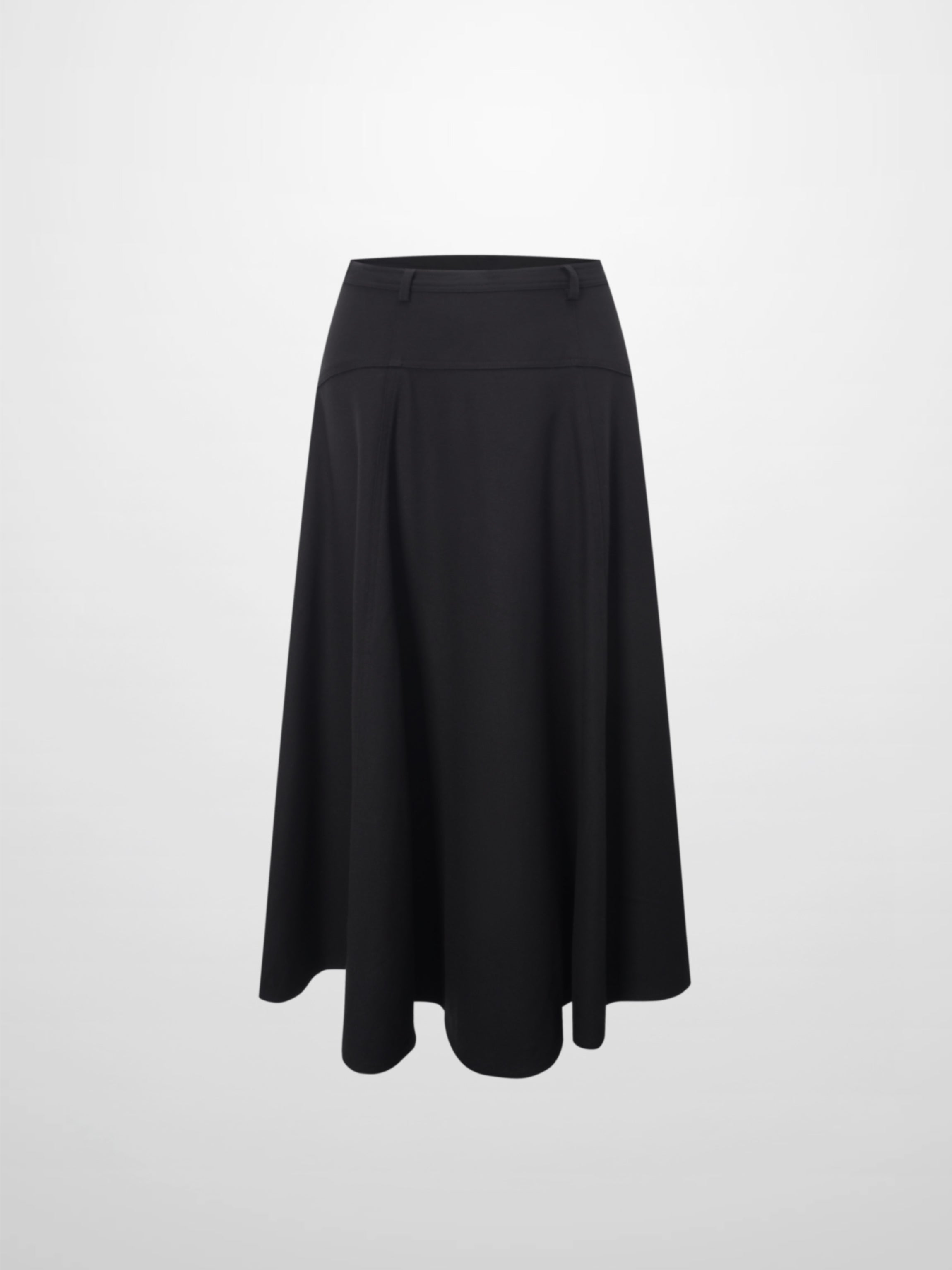 Wool Blend Yoke Skirt 26"-Black