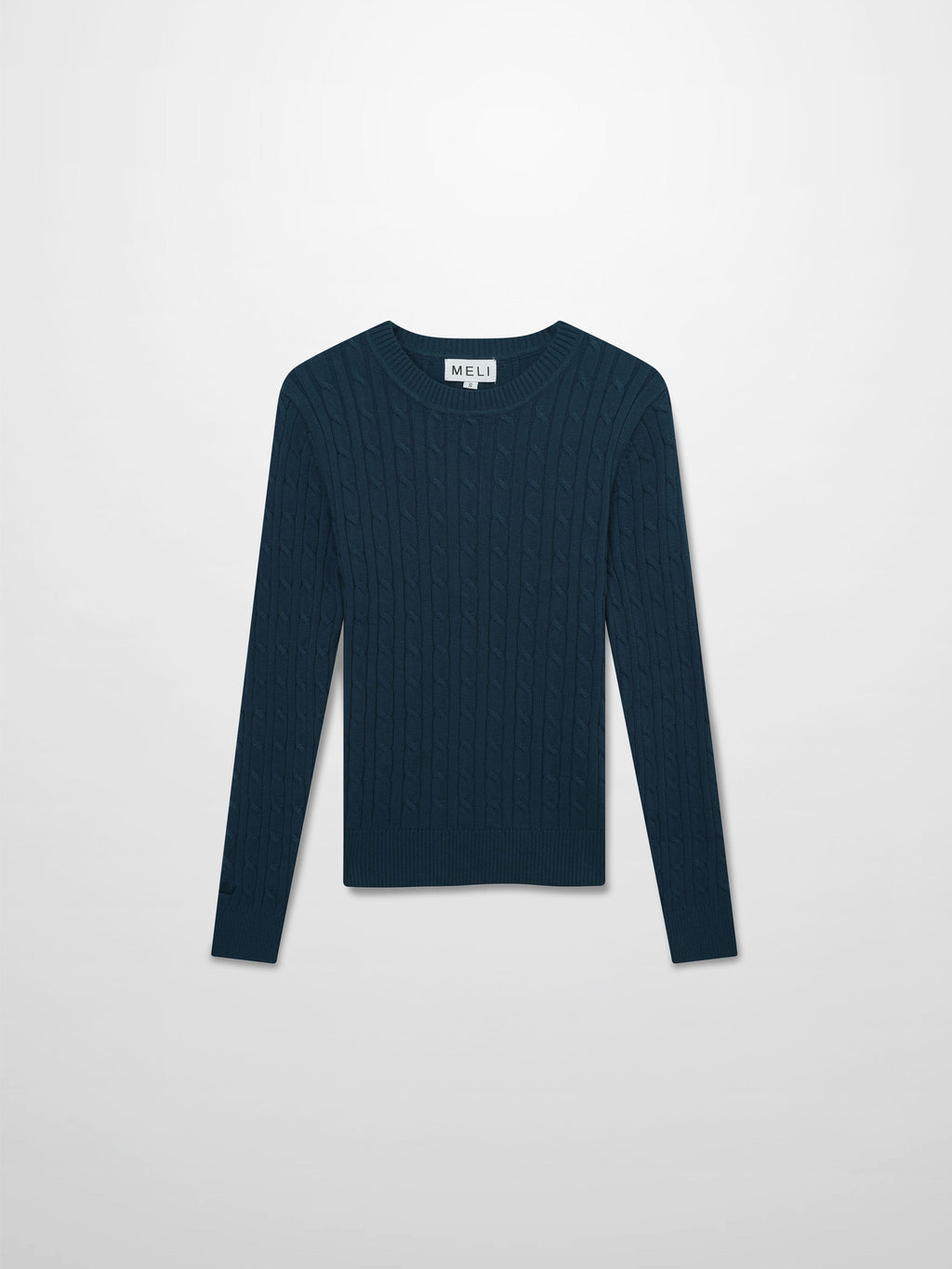 Crew Neck Cable Sweater-Teal