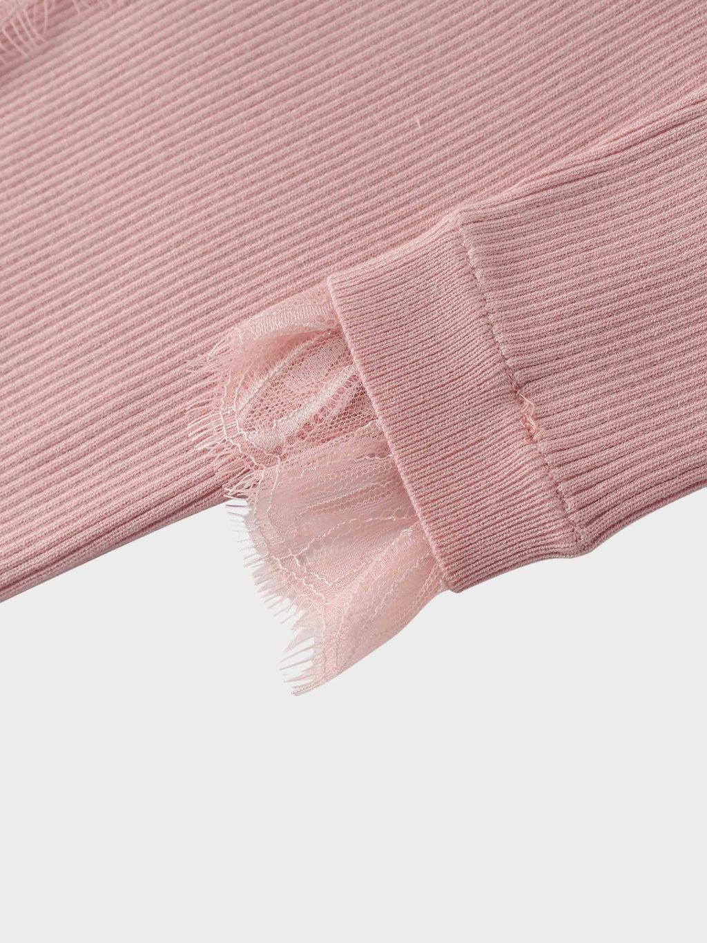 Lace Trimmed Sweater-Blush