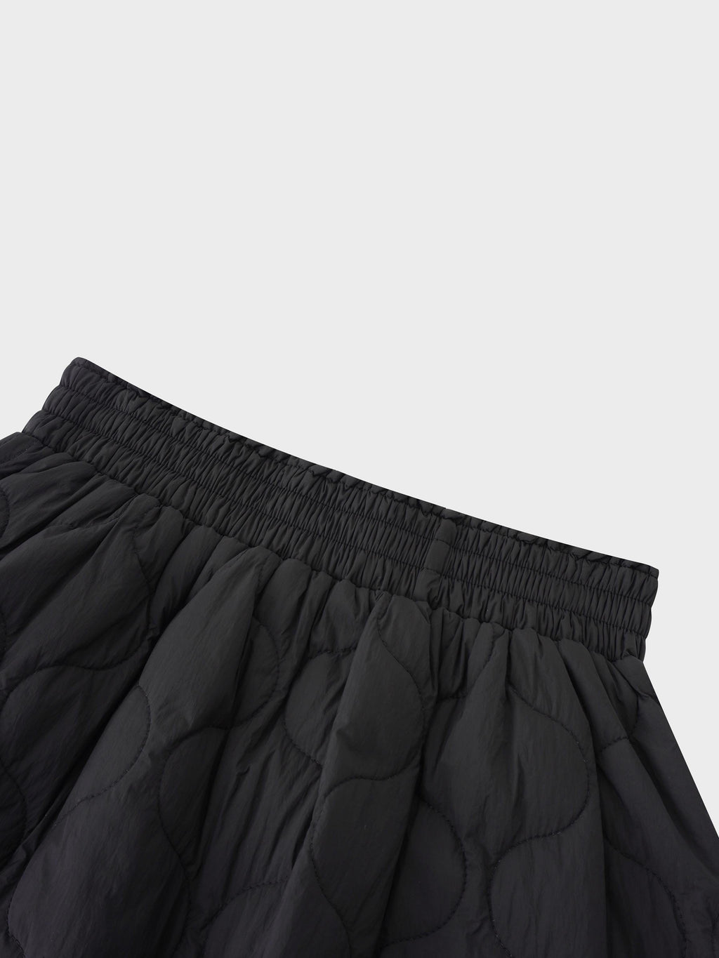 Quilted Puff Skirt-Black