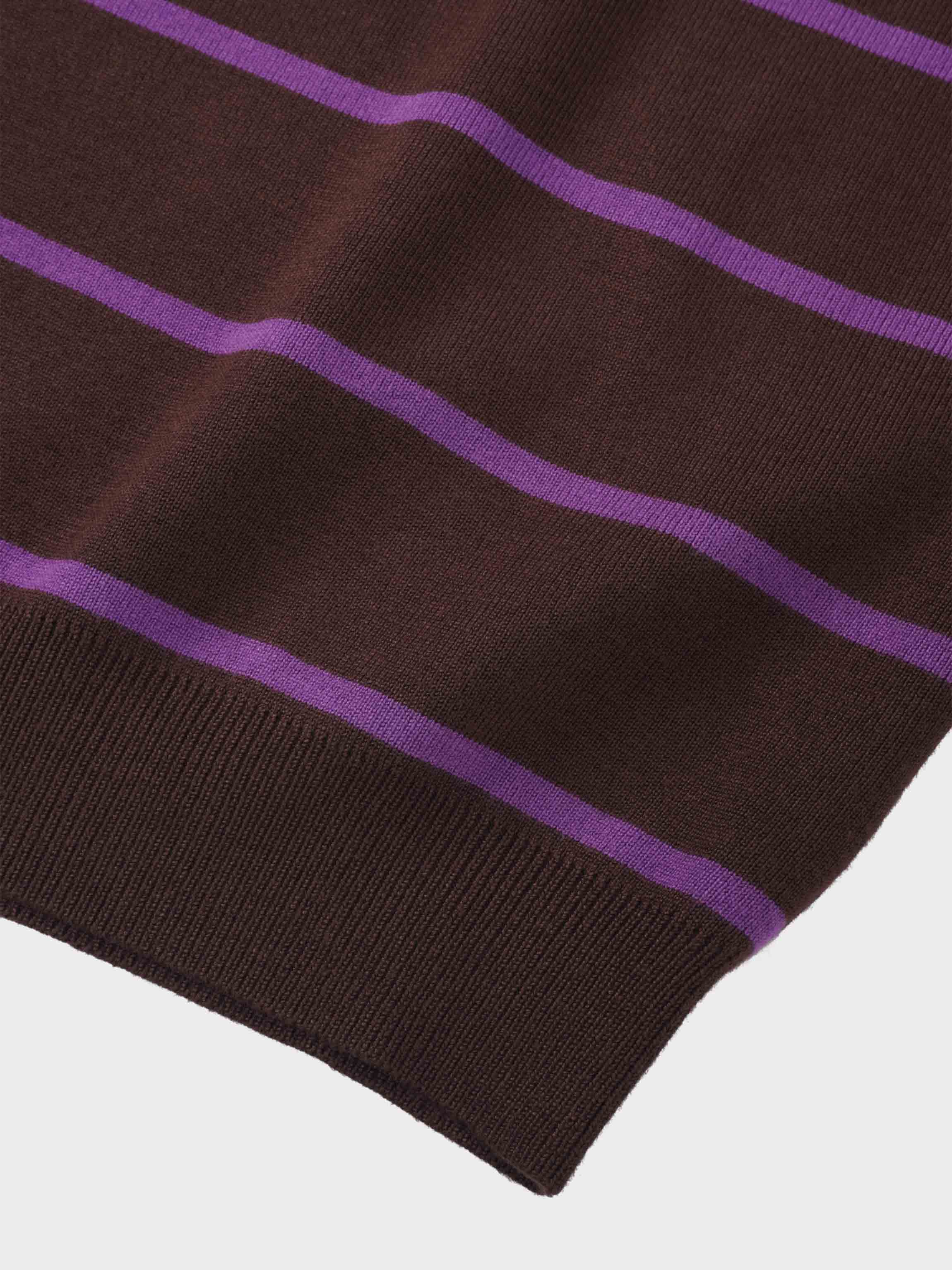 Mock Neck Thin Knit Sweater-Brown/Purple