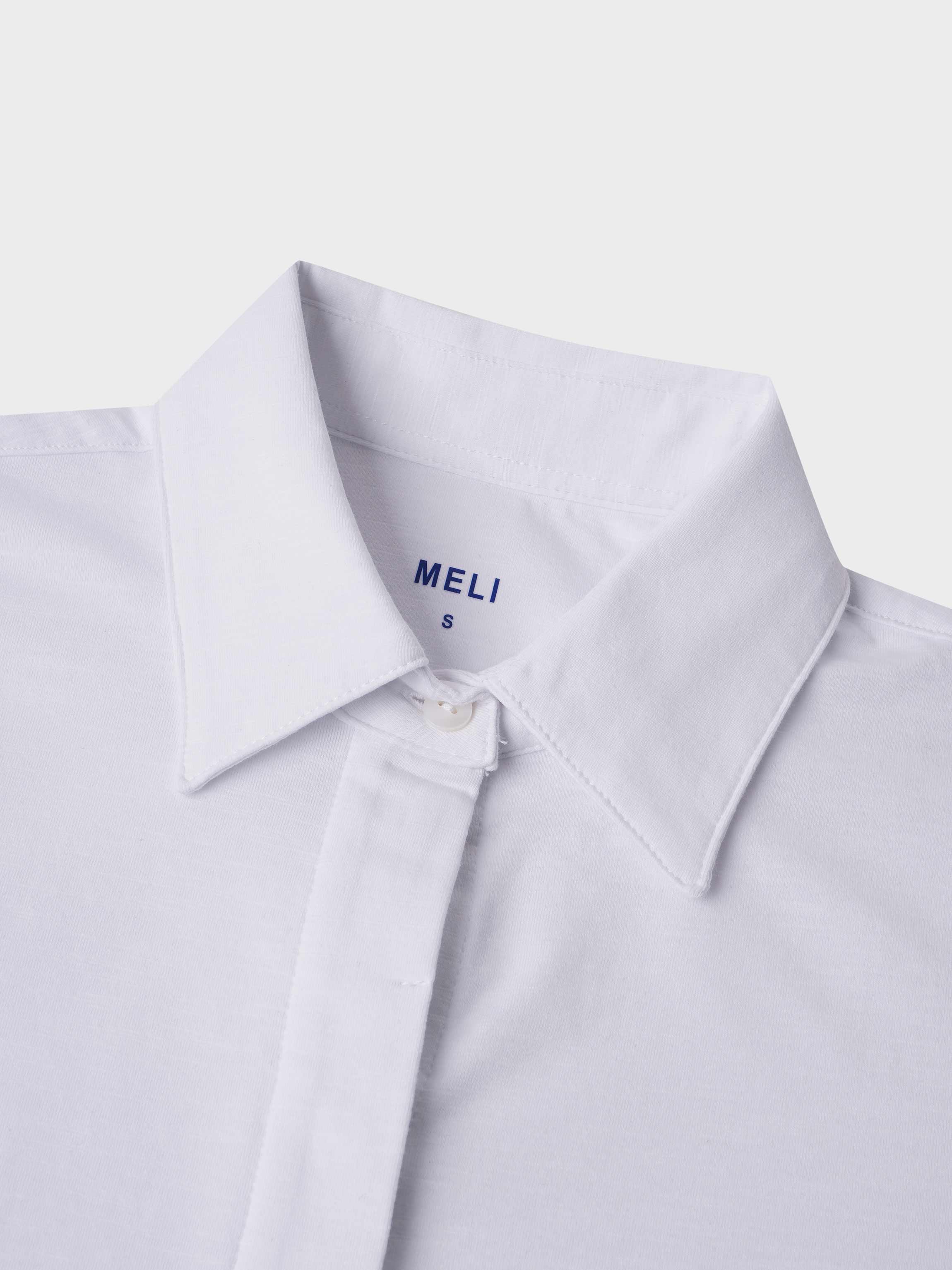 Button Down T-Shirt Blouse-White