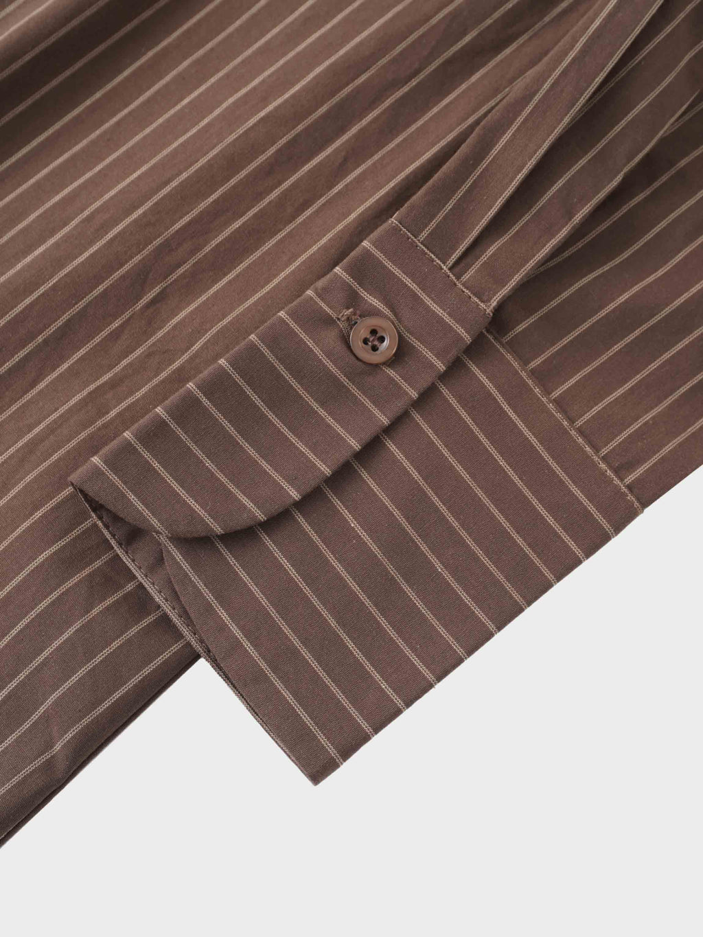 Striped Cotton Blouse-Brown Thin Stripe