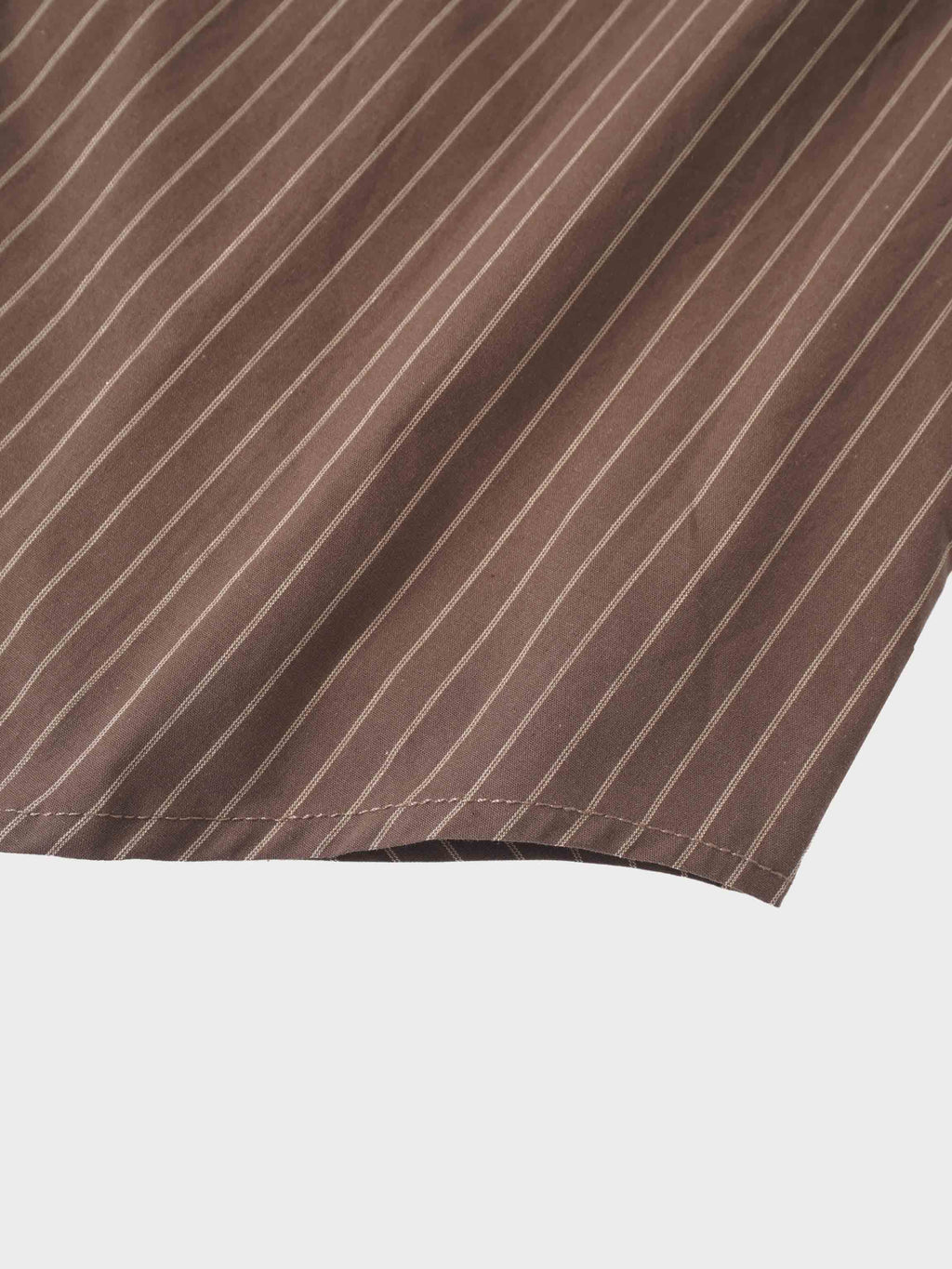 Striped Cotton Blouse-Brown Thin Stripe