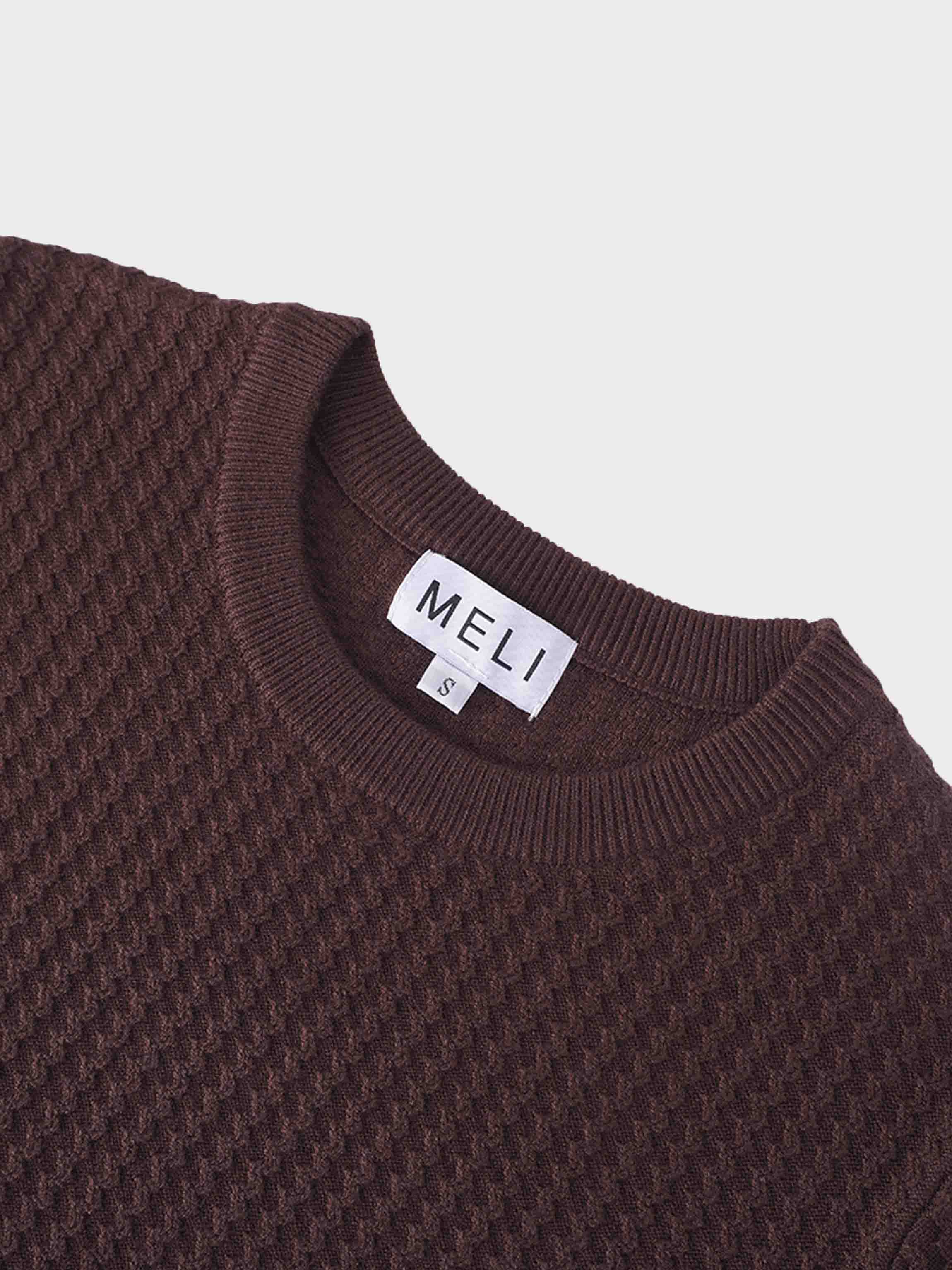 Waffle Wave Sweater- Solid Brown