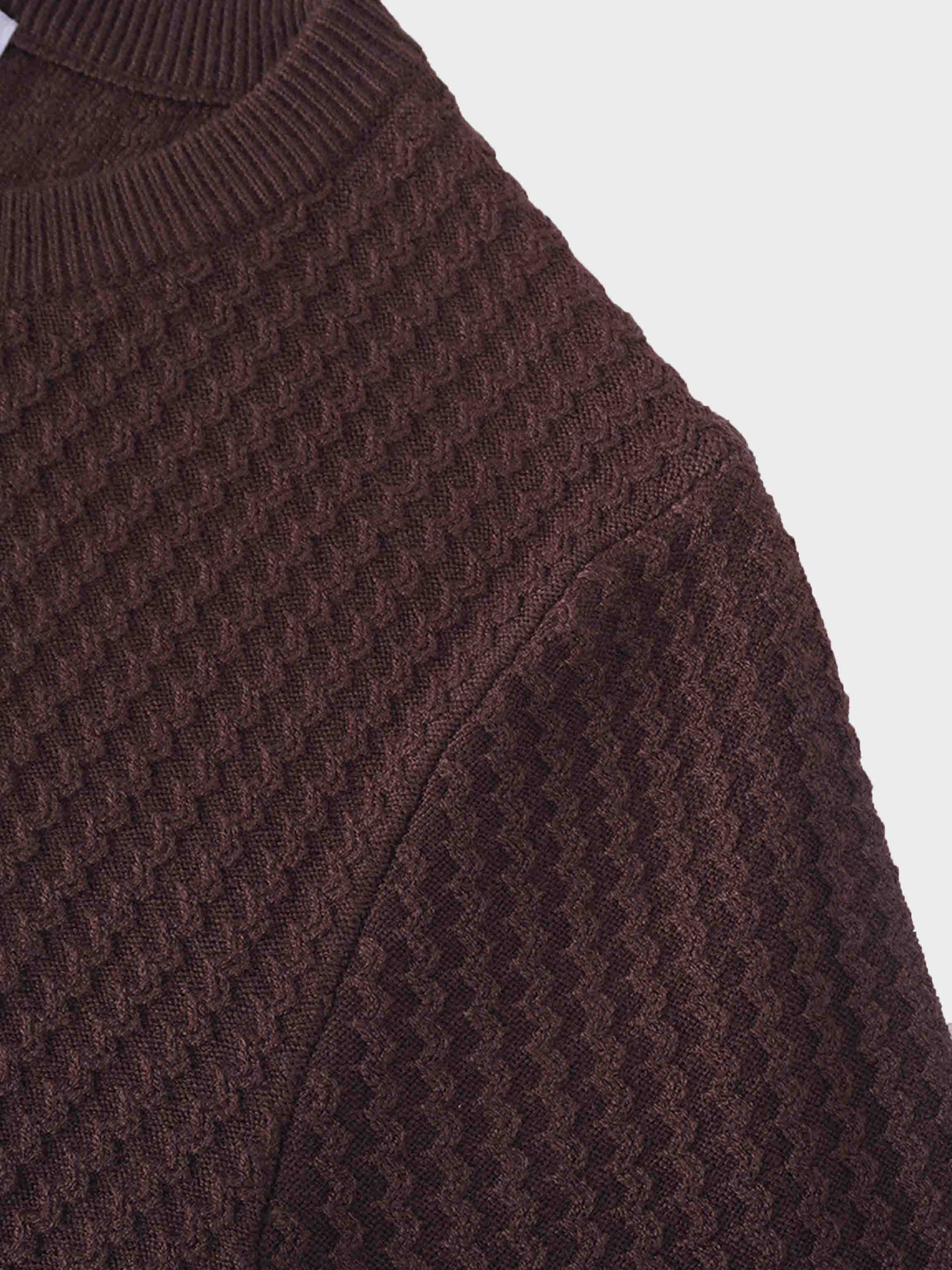 Waffle Wave Sweater- Solid Brown