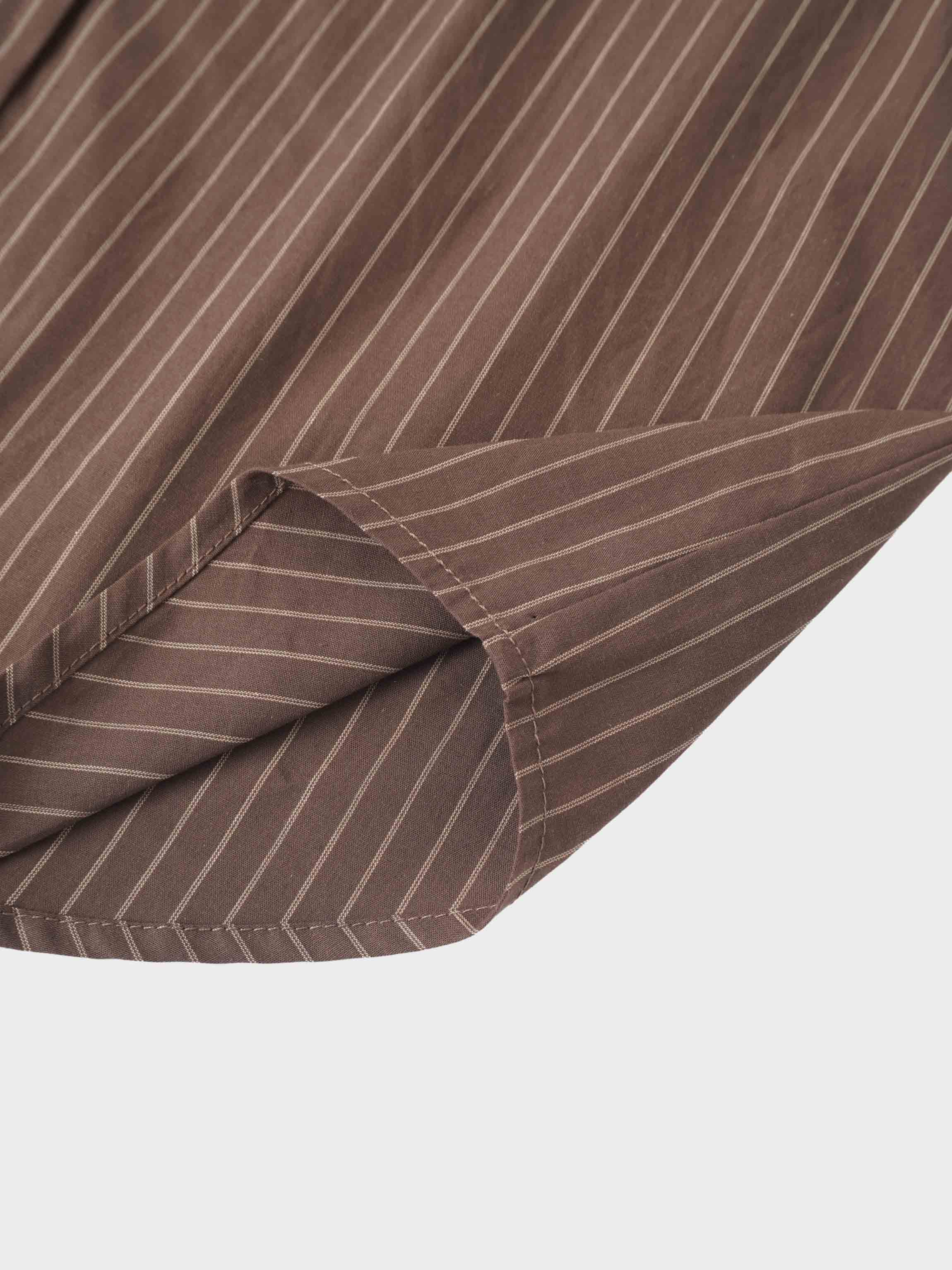 Striped Cotton Blouse-Brown Thin Stripe
