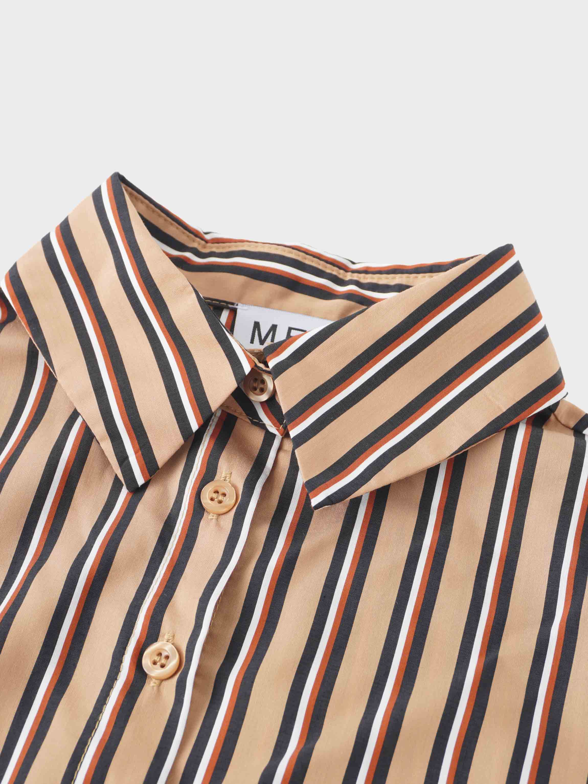 Striped Cotton Blouse-Tan Stripe