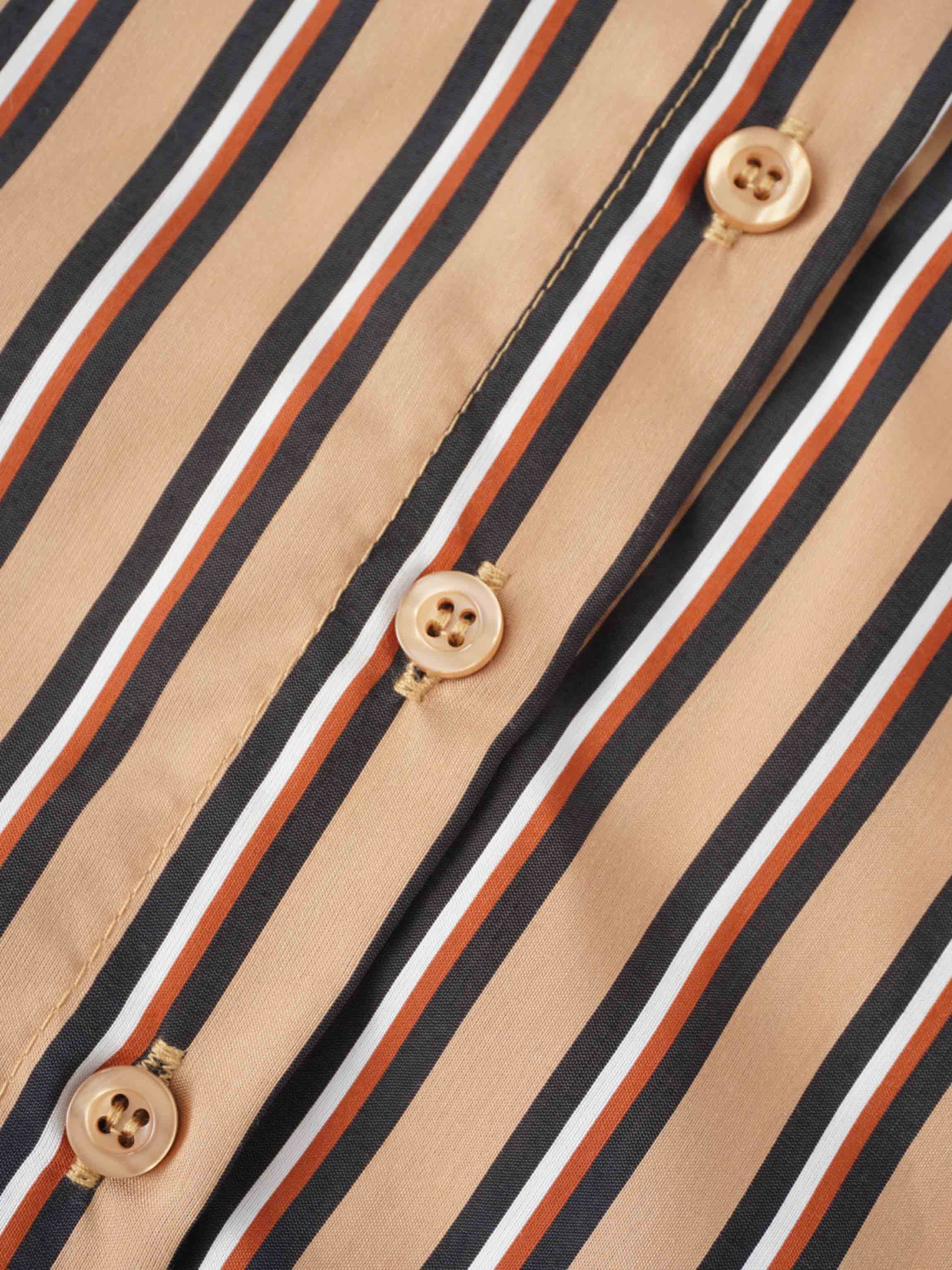 Striped Cotton Blouse-Tan Stripe