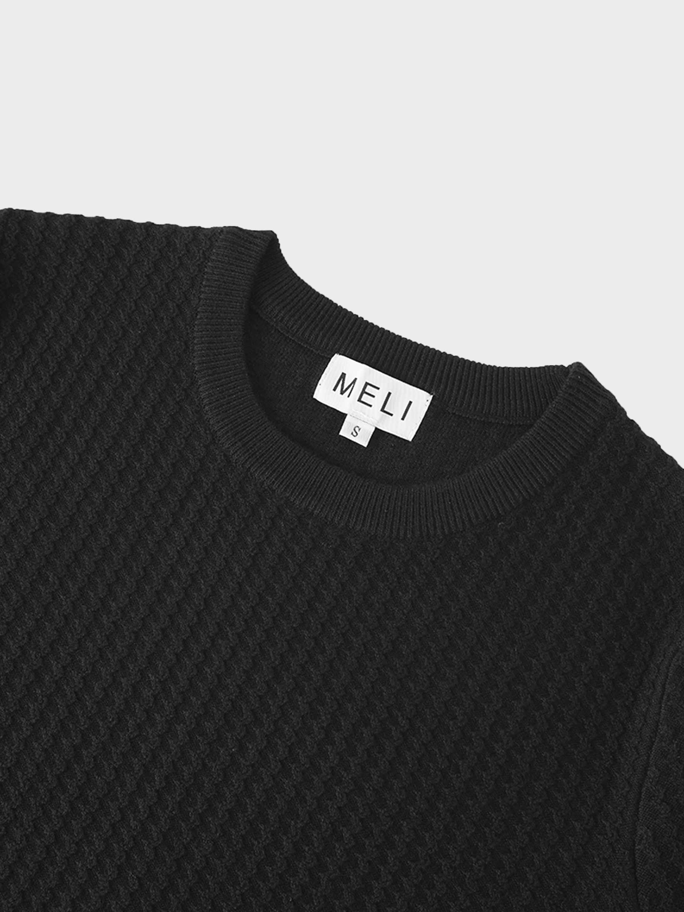 Waffle Wave Sweater- Solid Black