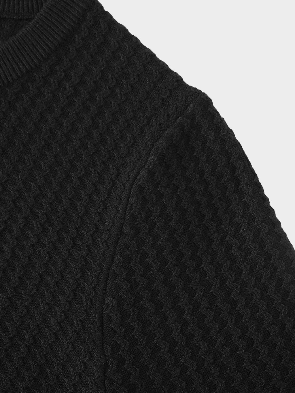 Waffle Wave Sweater- Solid Black