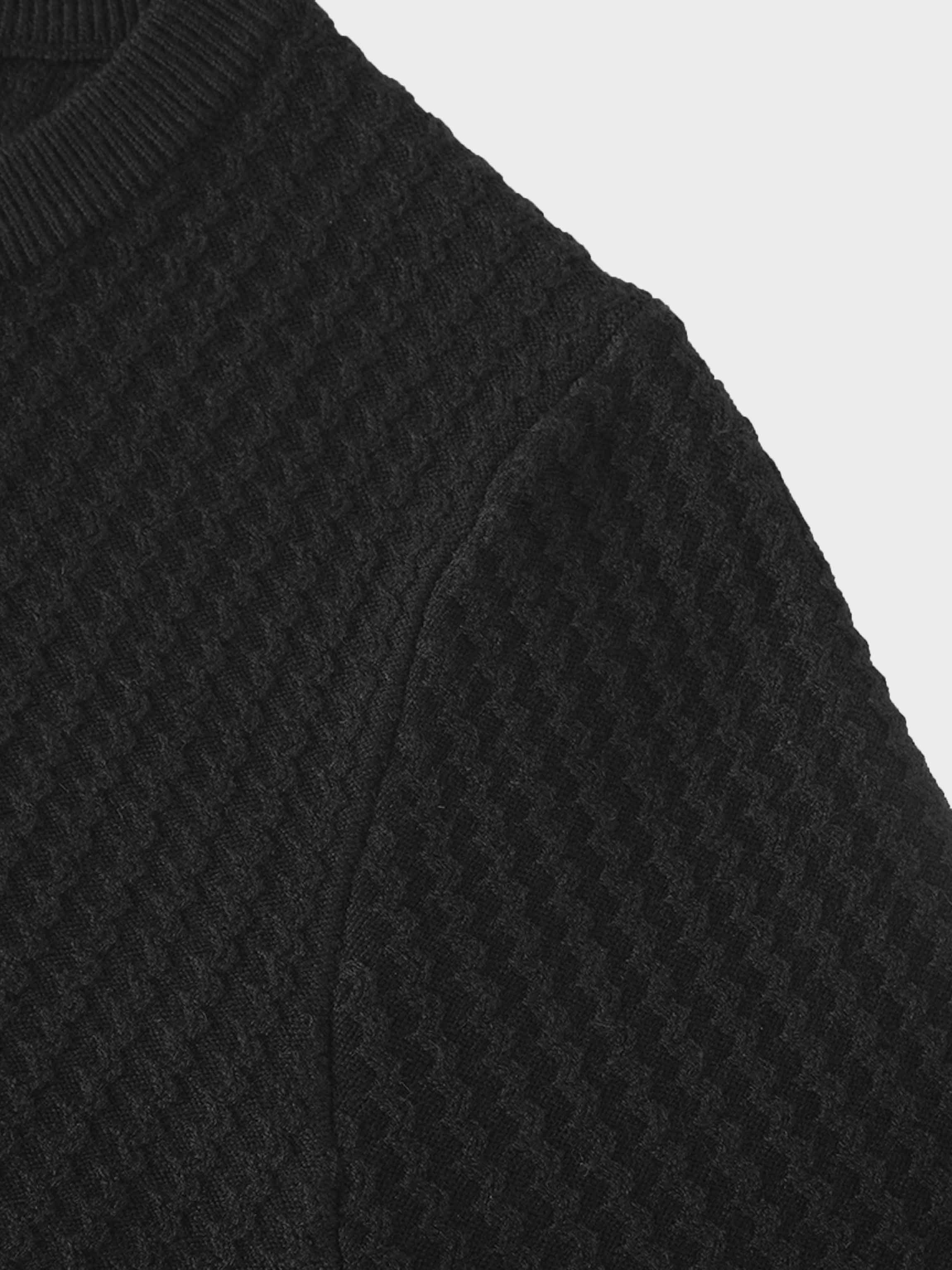 Waffle Wave Sweater- Solid Black