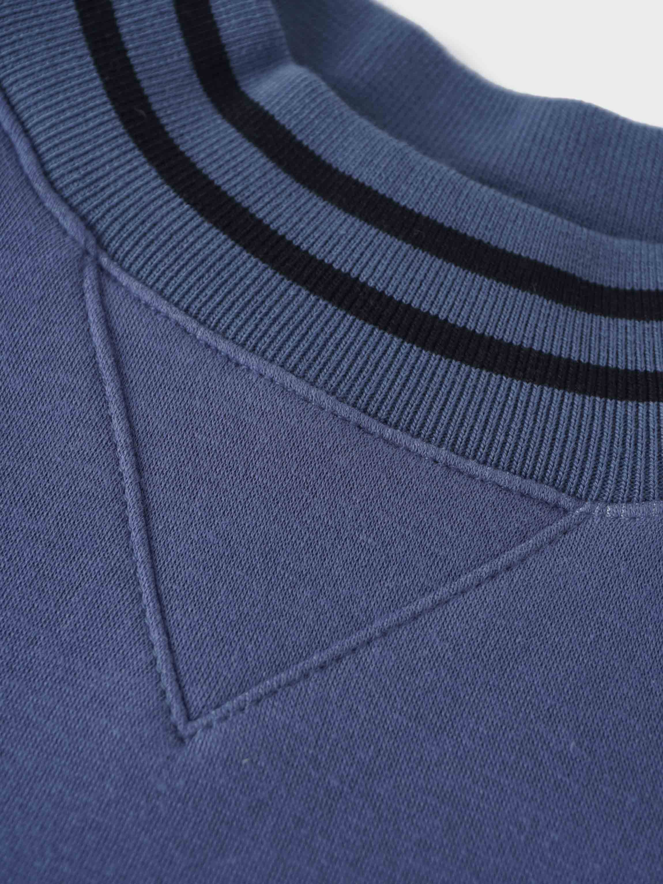 Striped High Neck Sweatshirt-Denim Blue/Black