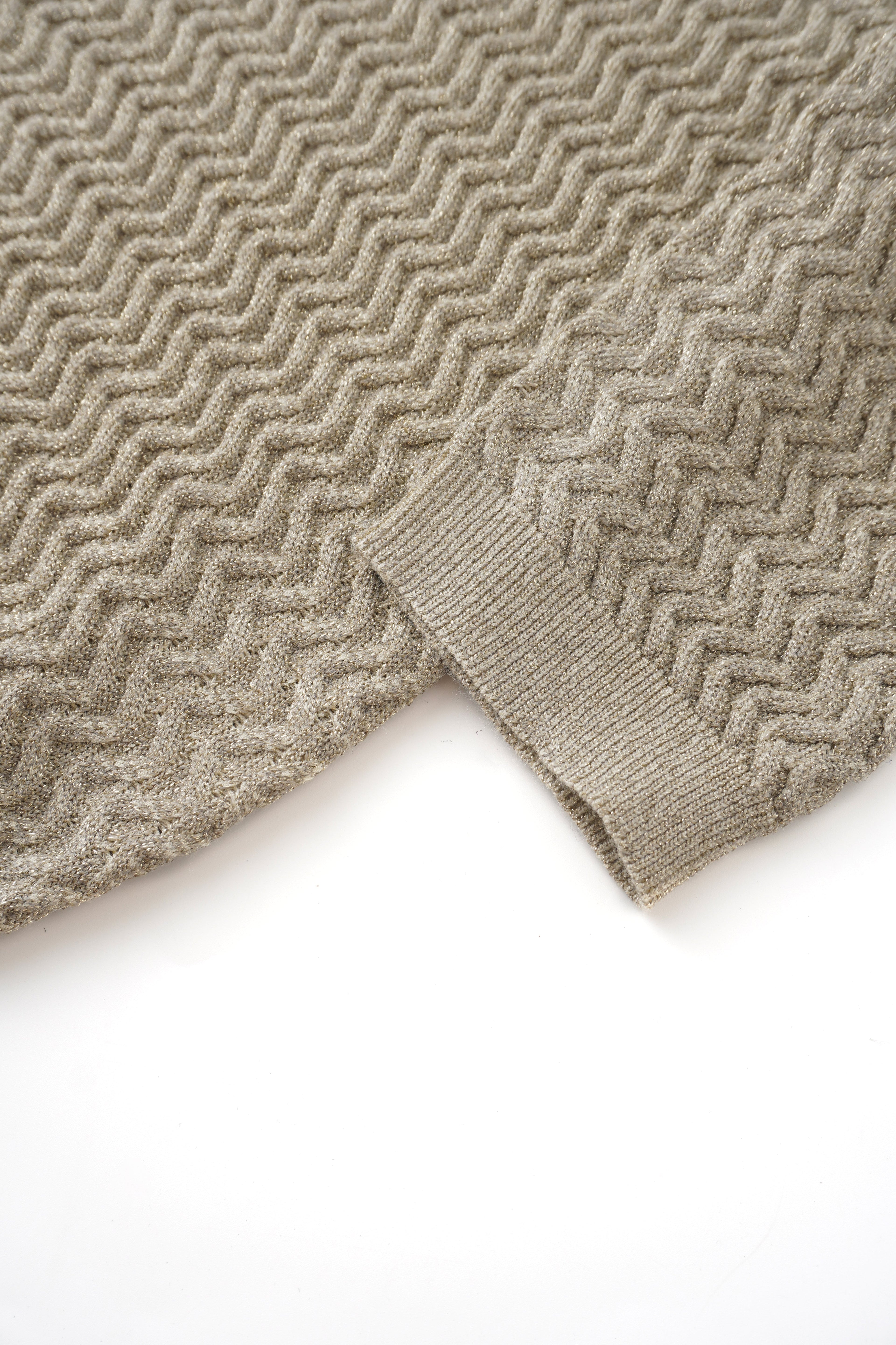 Textured Lurex Crew Sweater-Ivory