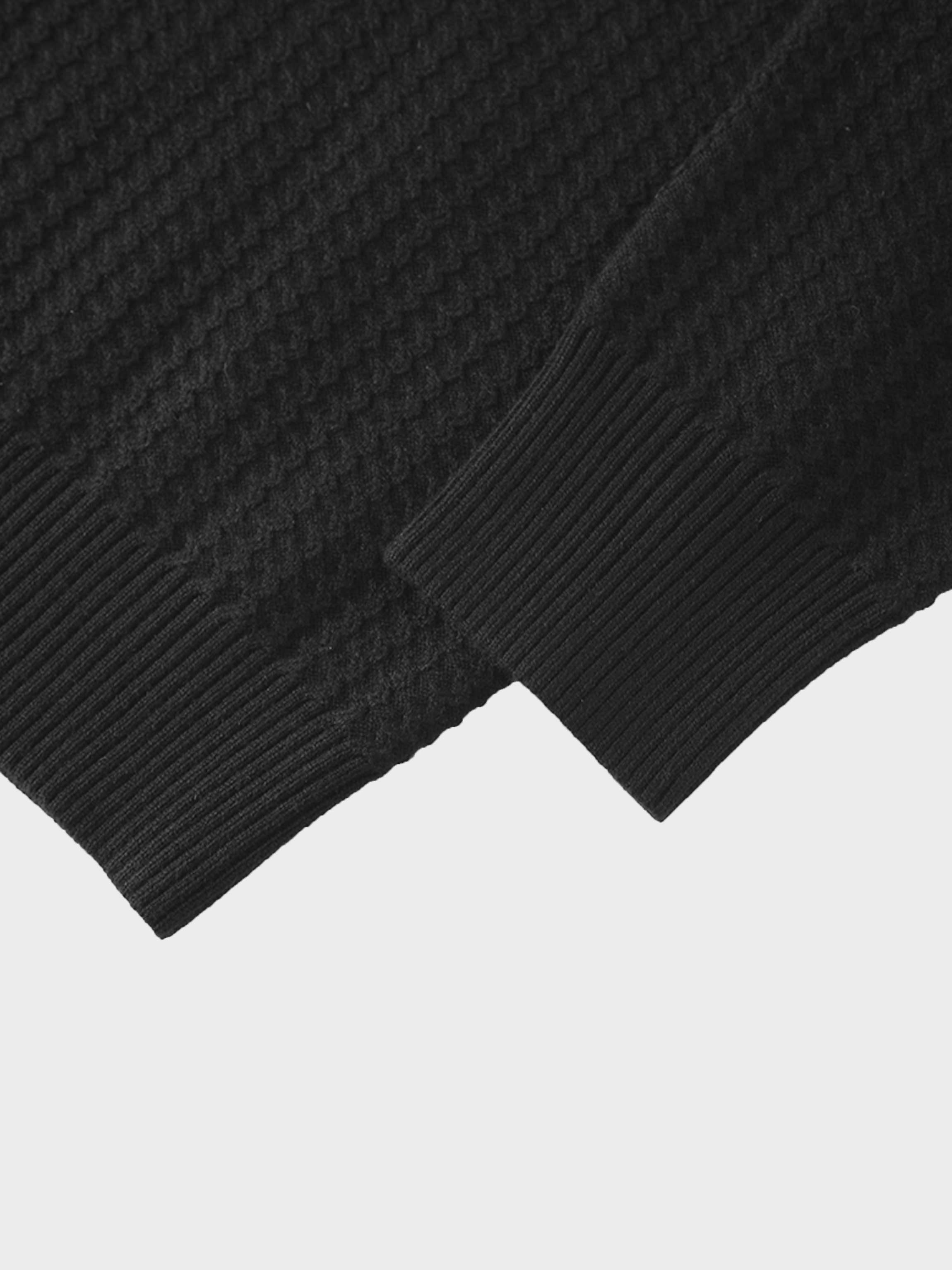 Waffle Wave Sweater- Solid Black