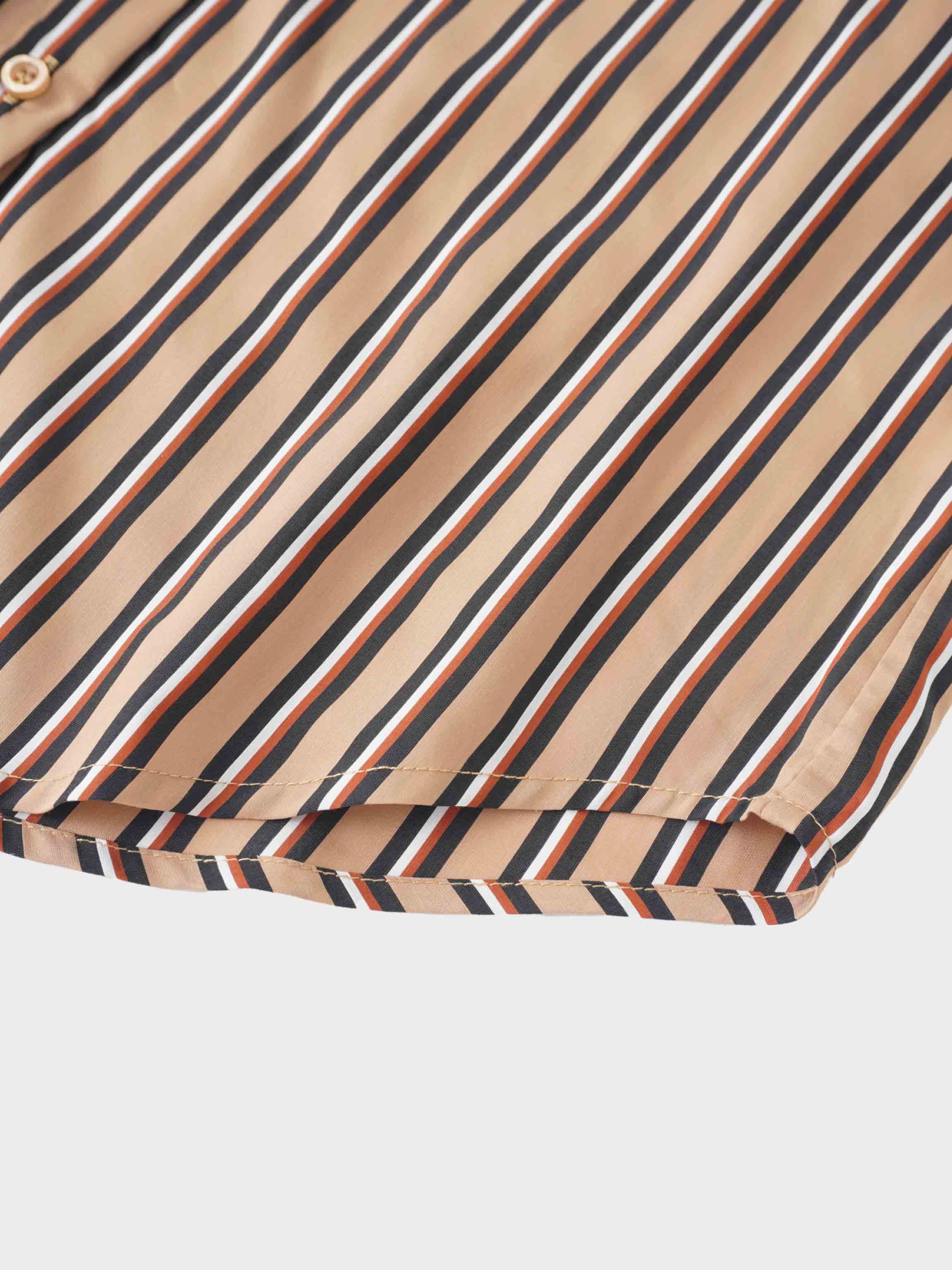Striped Cotton Blouse-Tan Stripe