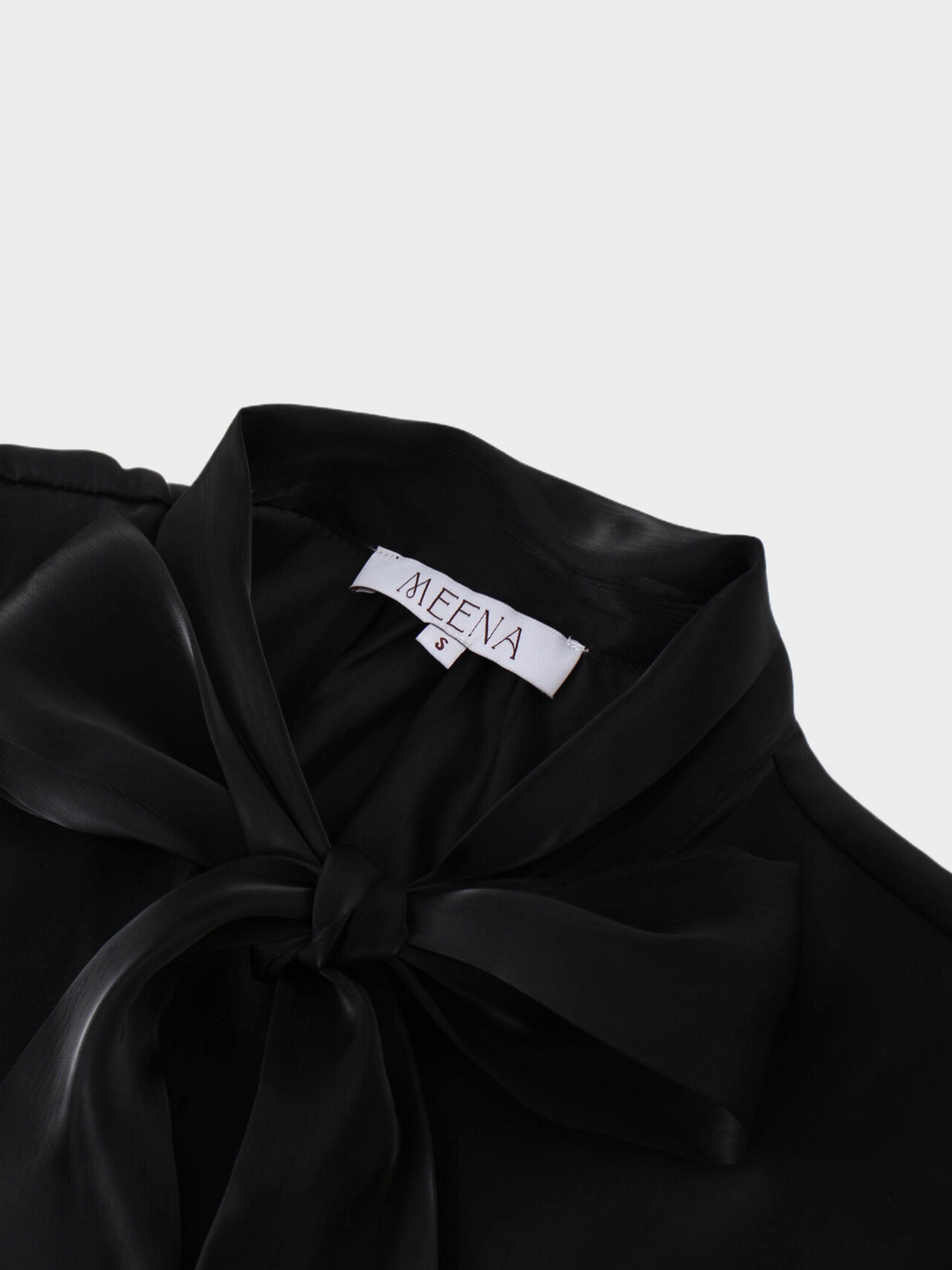 Shimmer Tie Blouse-Black