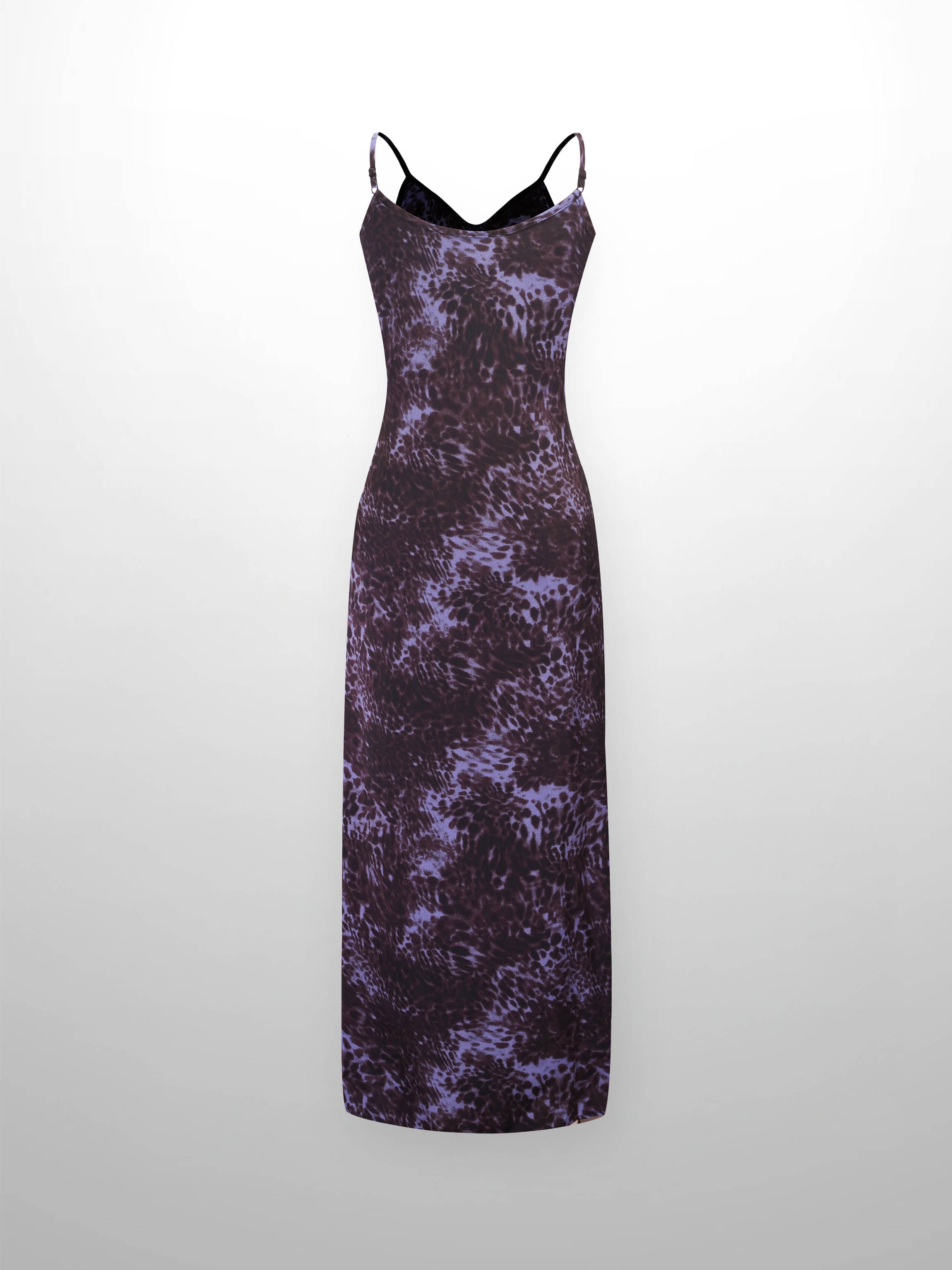 A-Line V Neck Slip Dress-Purple Pebbles